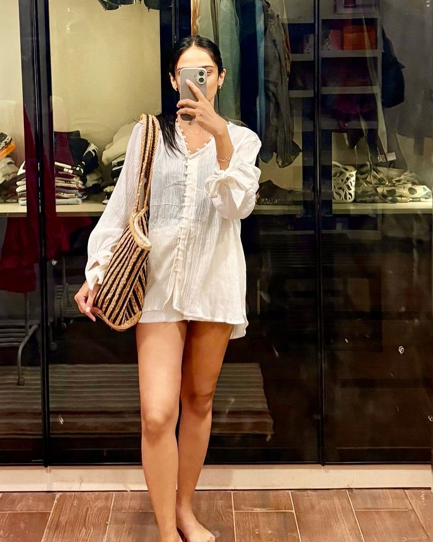 Luna Top - Tie-up Sleeve Top with Inner