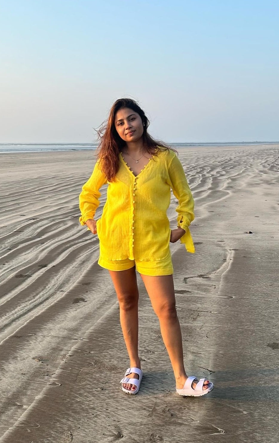 Luna set - Tie-up Sleeve Top and Shorts Co-ord Set