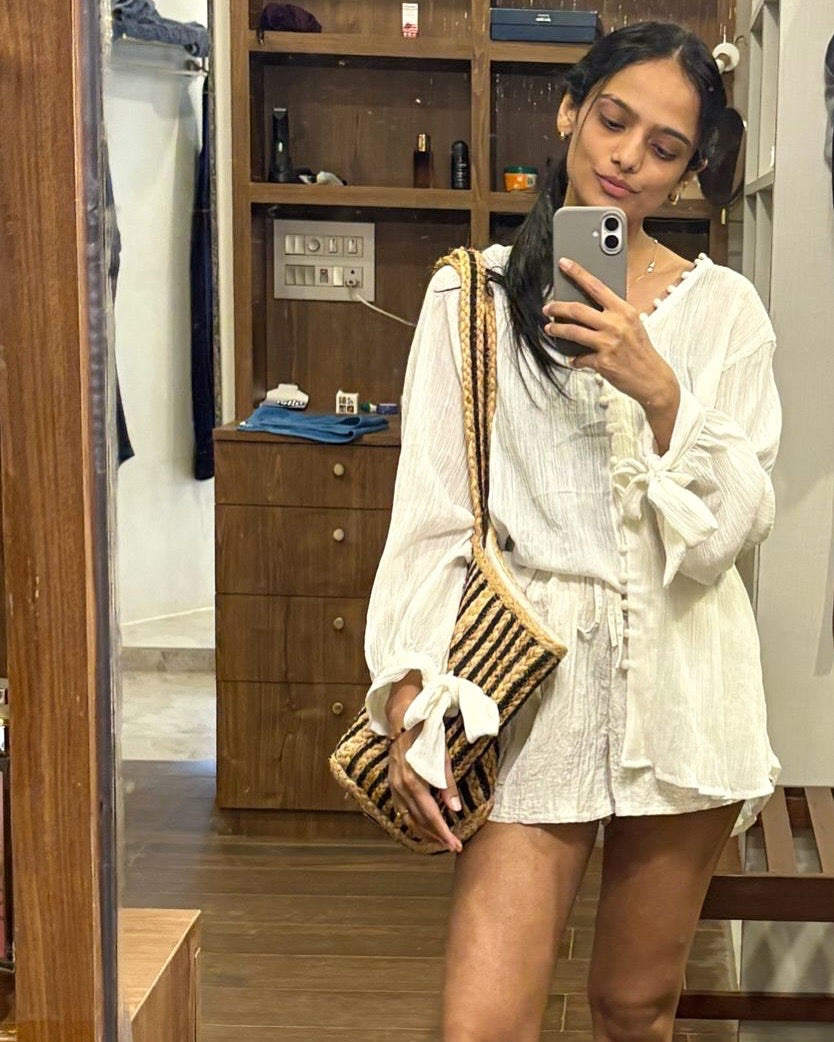 Luna Top - Tie-up Sleeve Top with Inner