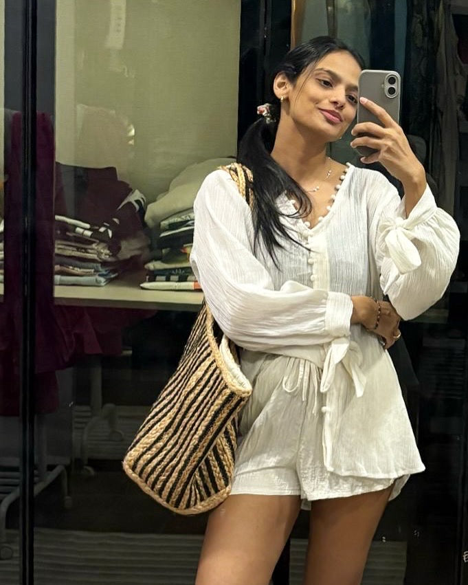 Luna Top - Tie-up Sleeve Top with Inner