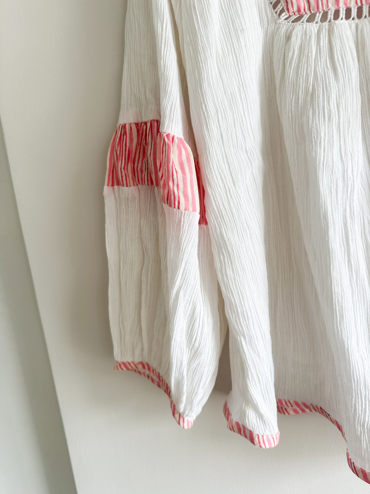 Runa Top - Pink Striped Yoke Boho Top