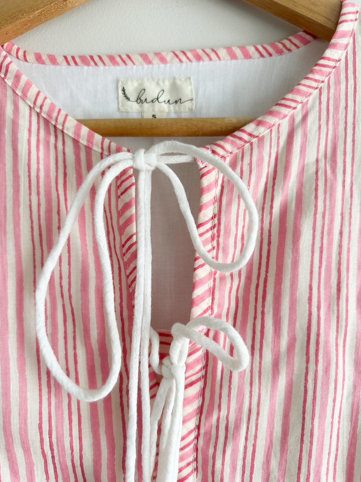 Runa Top - Pink Striped Yoke Boho Top