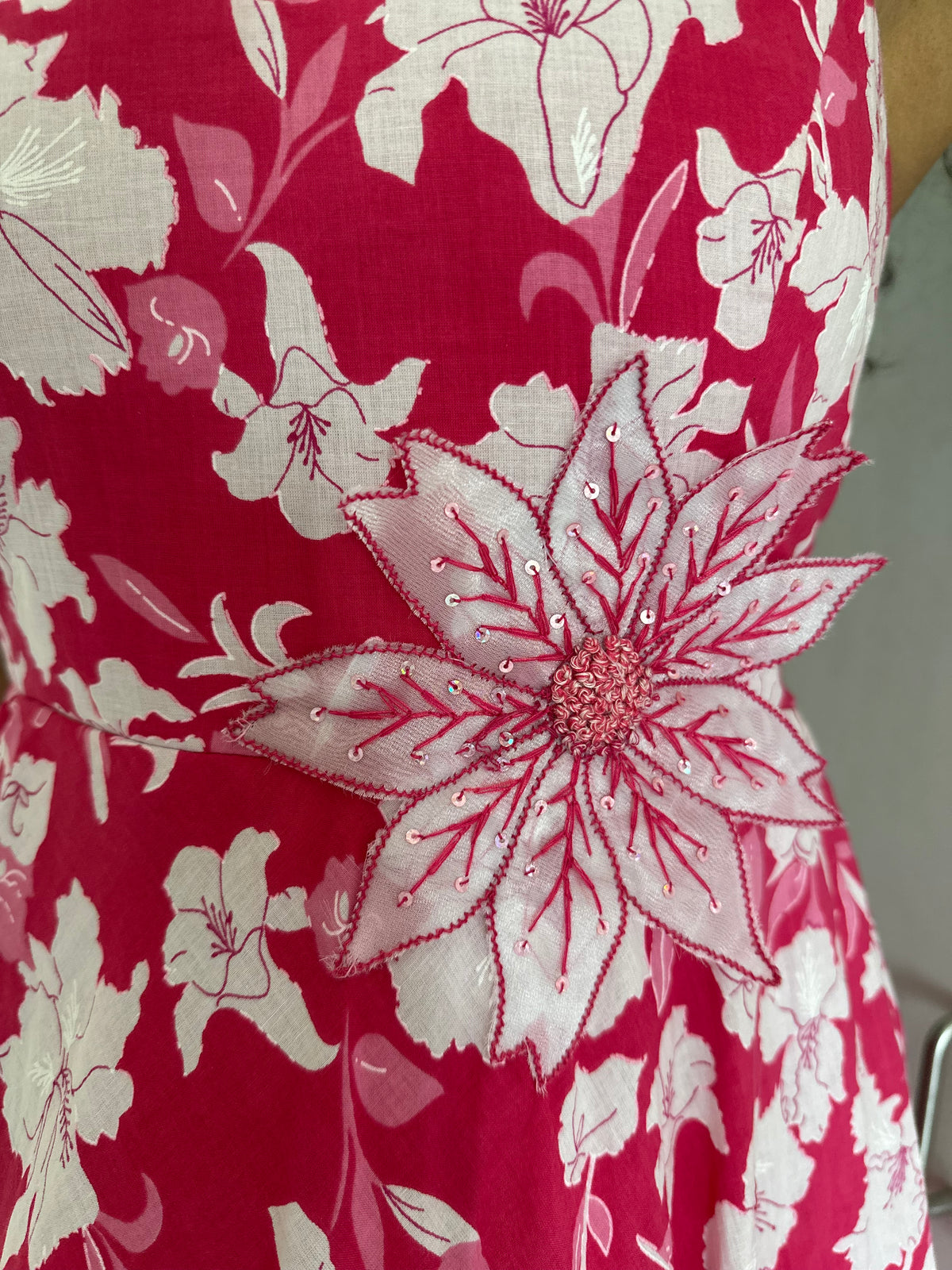 Tahlia Dress - Pink Floral Embroidered Long Dress