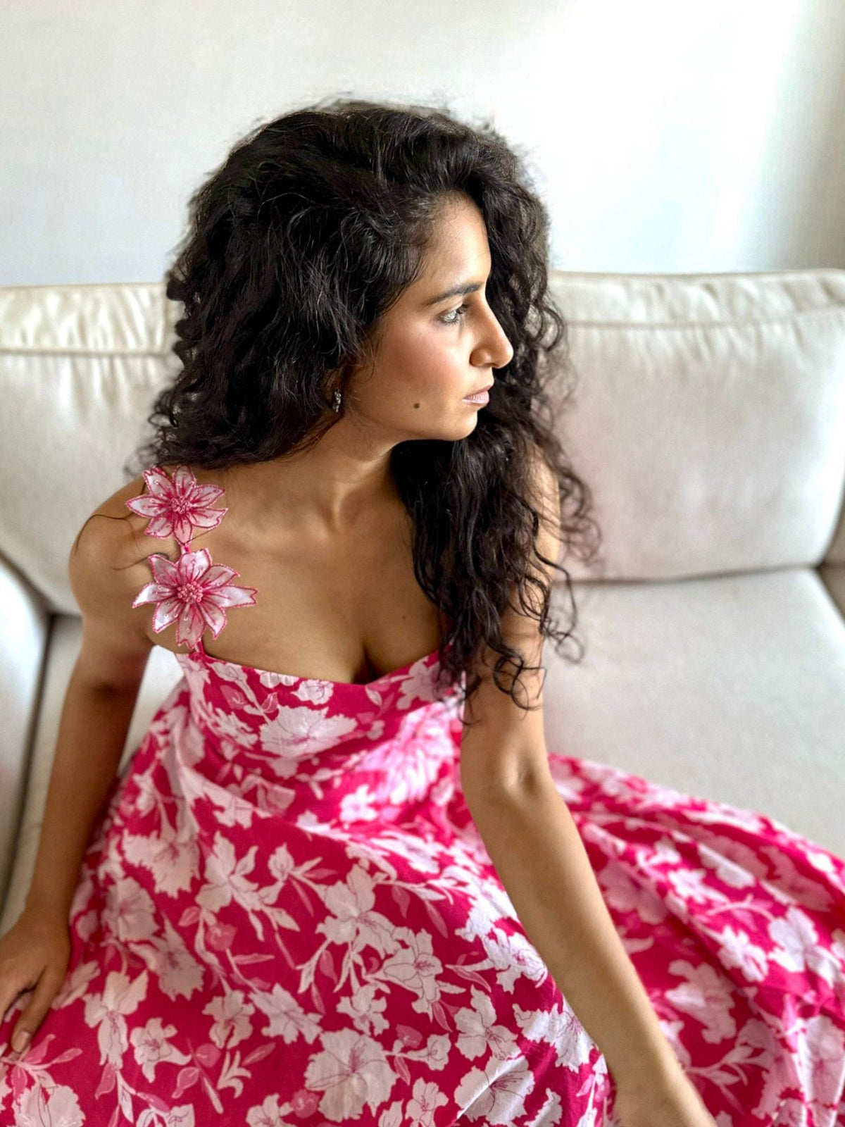 Tahlia Dress - Pink Floral Embroidered Long Dress