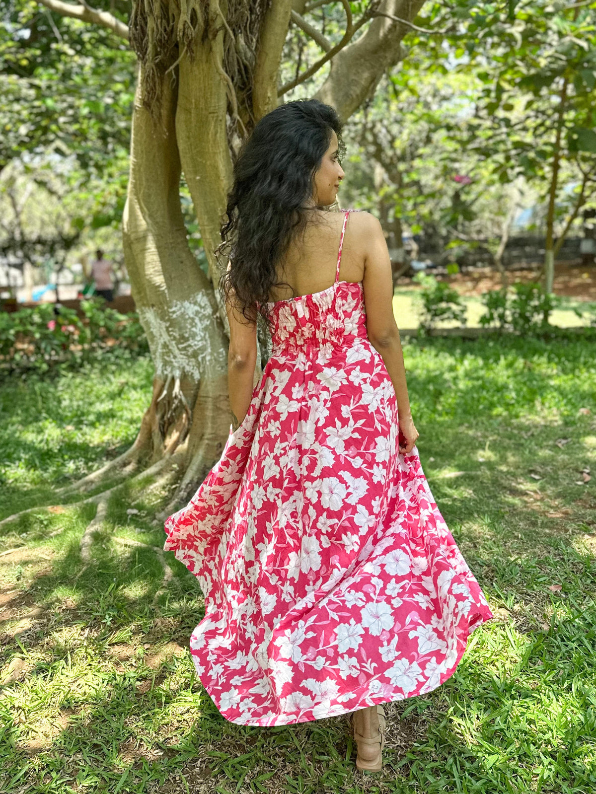 Tahlia Dress - Pink Floral Embroidered Long Dress