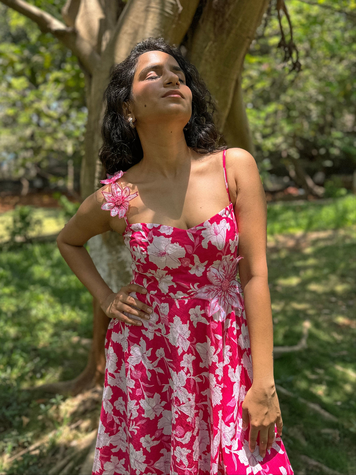 Tahlia Dress - Pink Floral Embroidered Long Dress