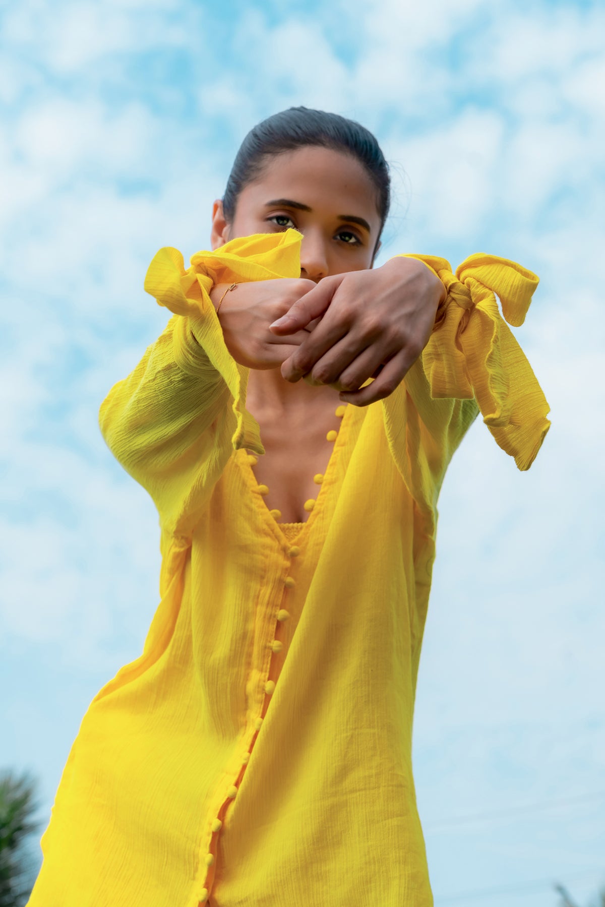 Luna Top - Tie-up Sleeve Top with Inner