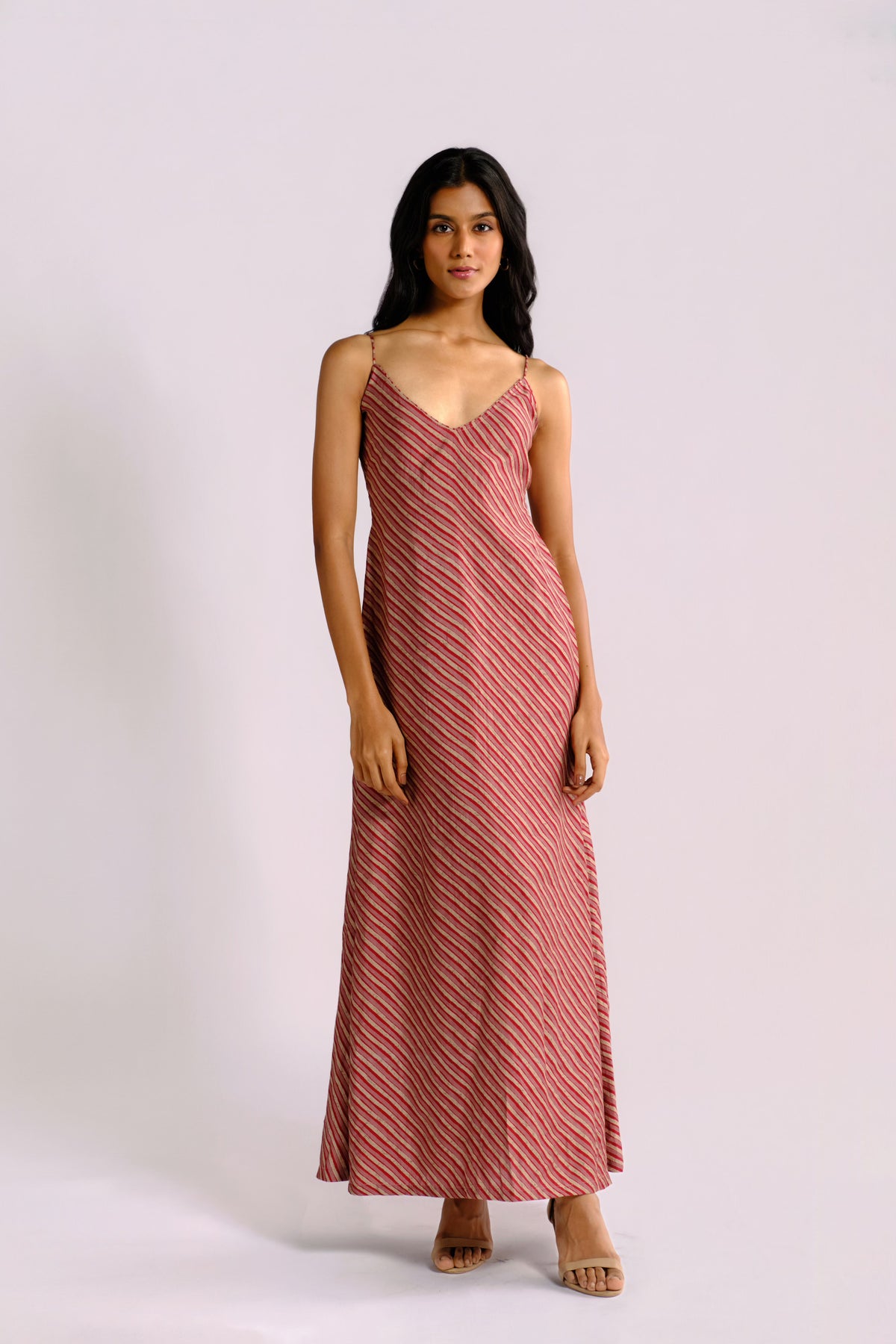 Ashley Dress - Maroon Striped Long Dress