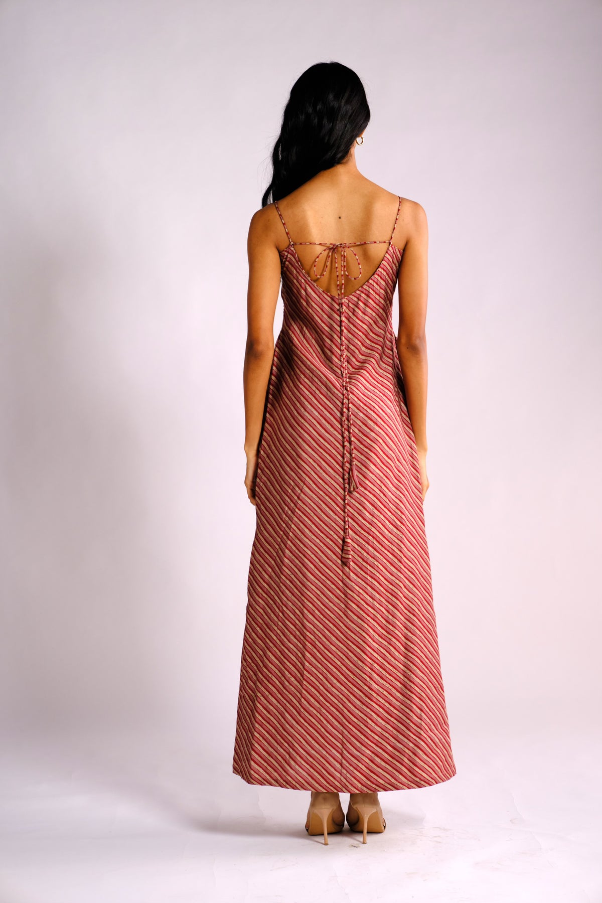 Ashley Dress - Maroon Striped Long Dress