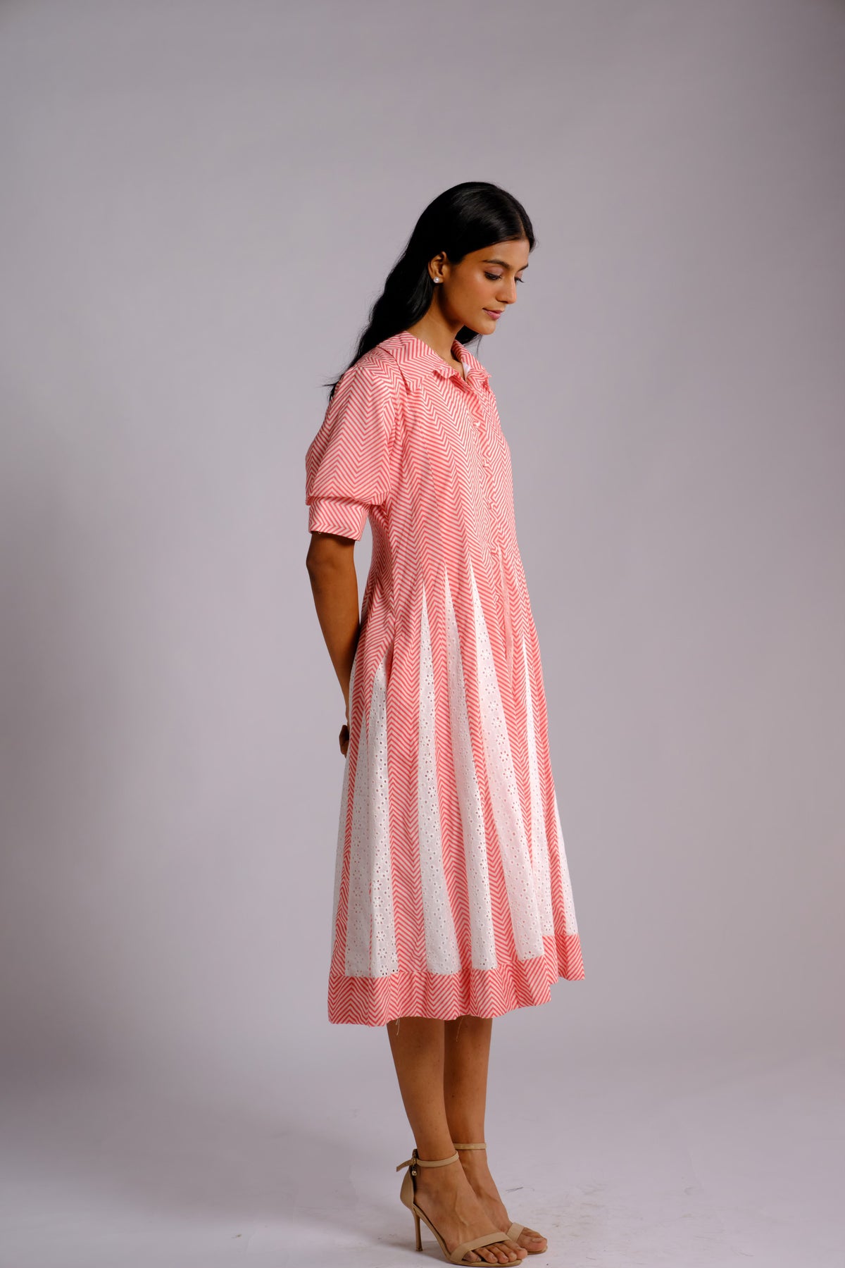 Cara Dress - Striped Panelled Dress Shirt Dress