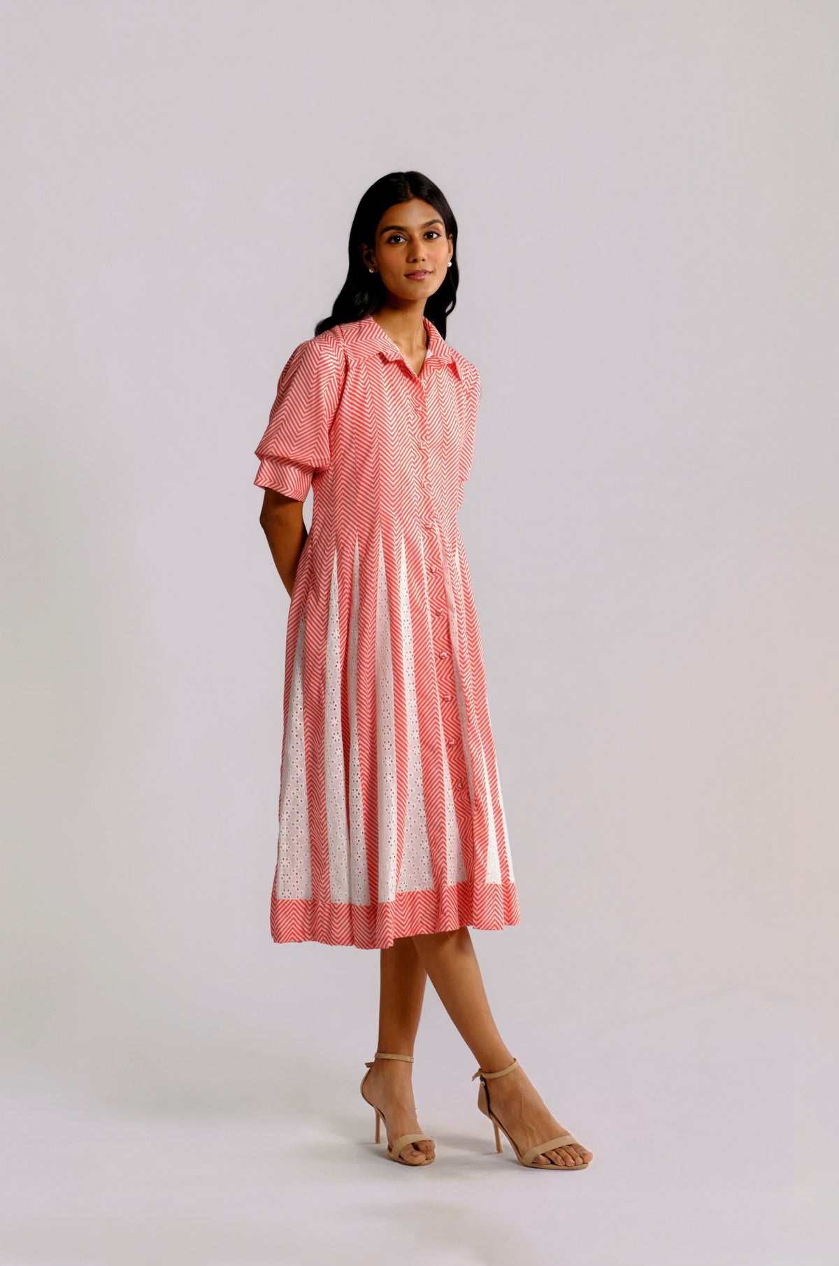 Cara Dress - Striped Panelled Dress Shirt Dress