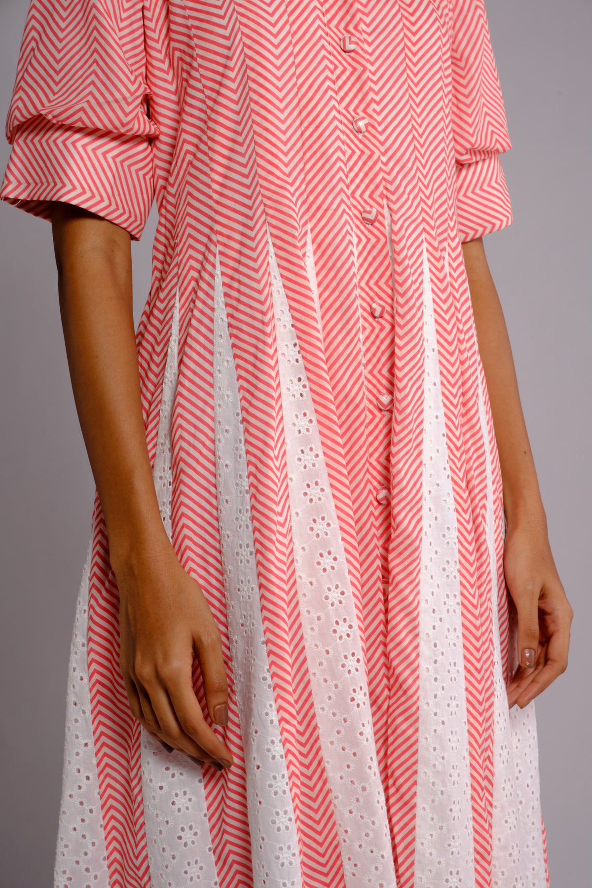 Cara Dress - Striped Panelled Dress Shirt Dress