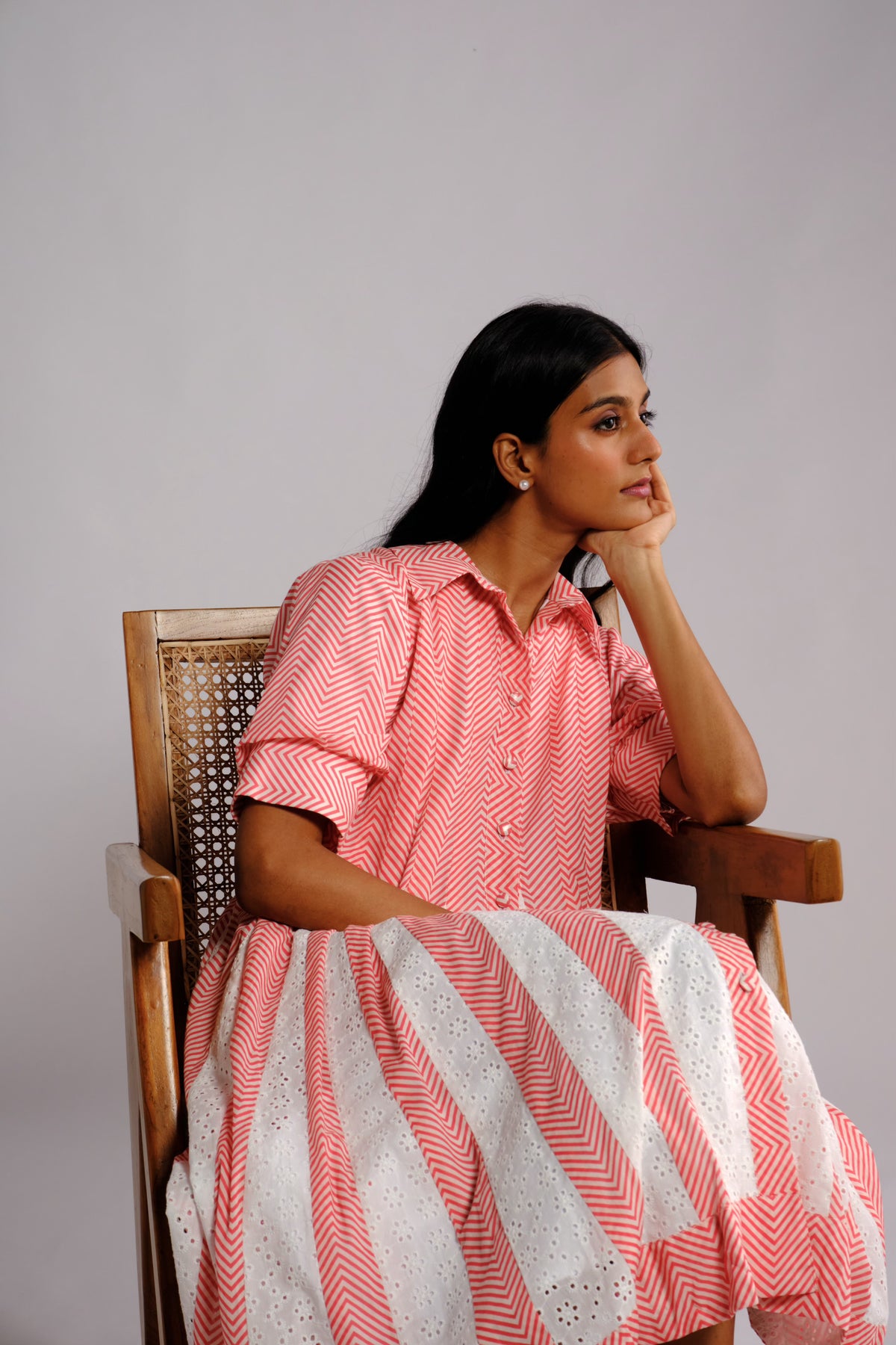 Cara Dress - Striped Panelled Dress Shirt Dress