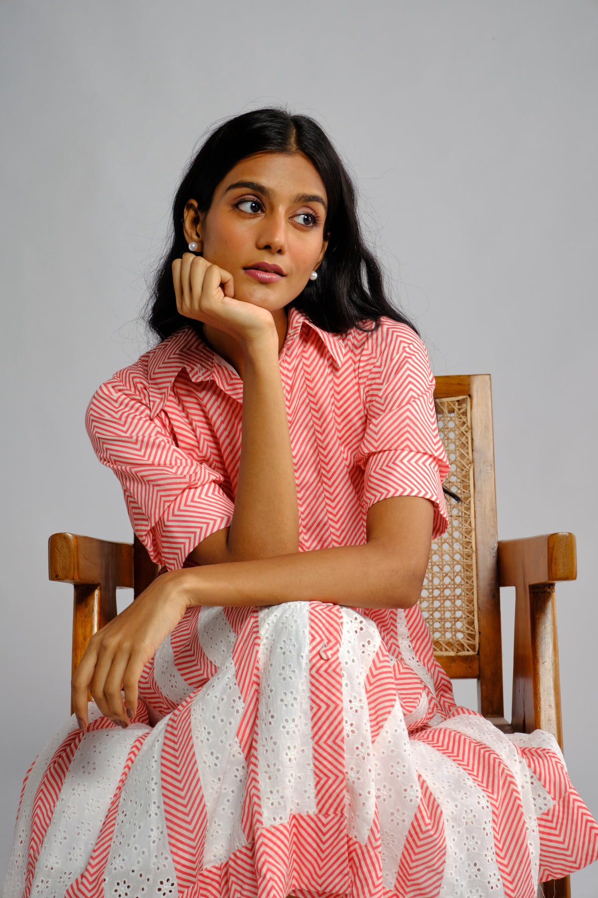 Cara Dress - Striped Panelled Dress Shirt Dress