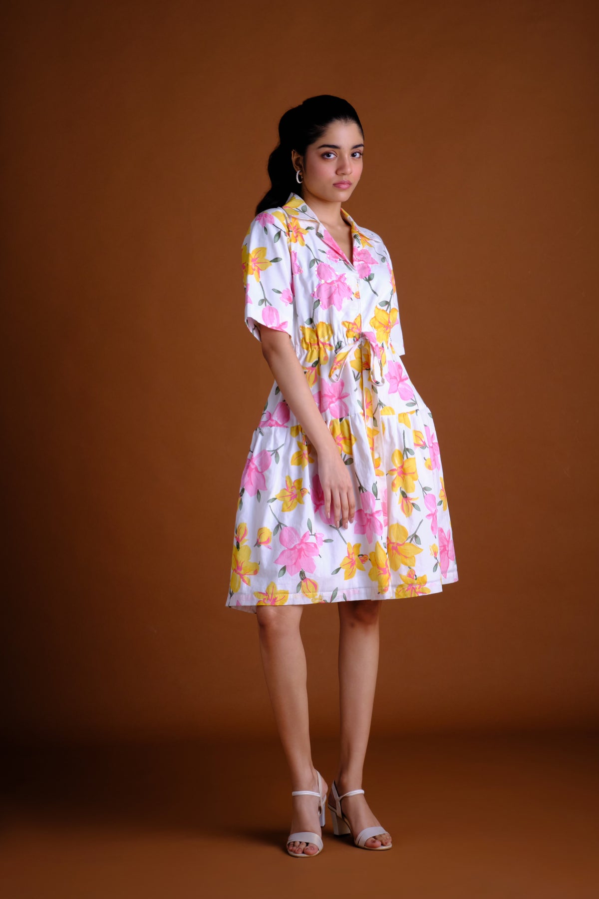 Anya Dress - Floral Embroidered Shirt Dress for Women