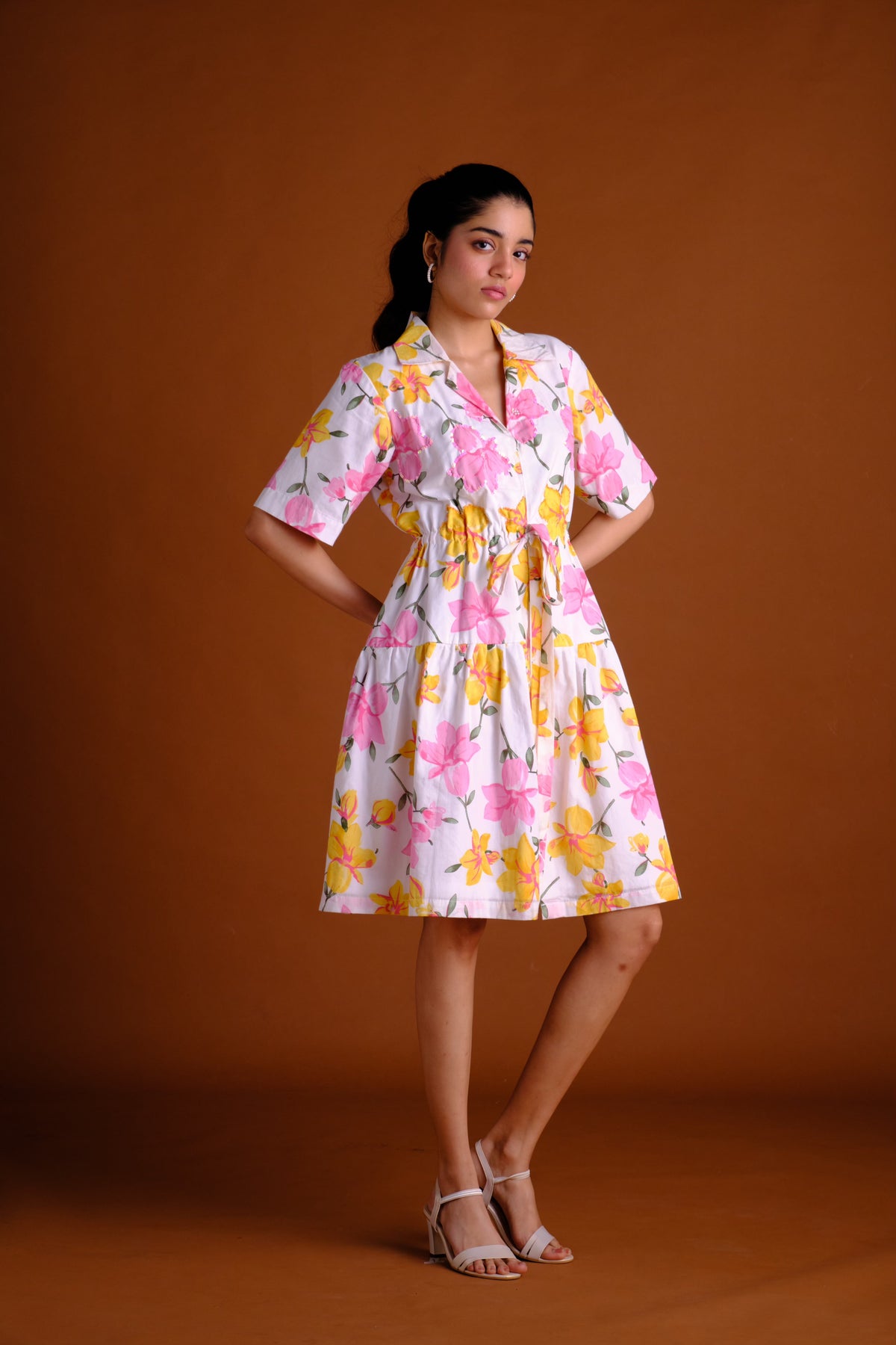 Anya Dress - Floral Embroidered Shirt Dress for Women
