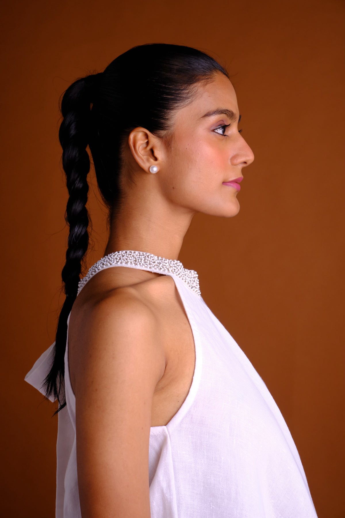 Taylor Dress - White Linen Embroidered Short Dress