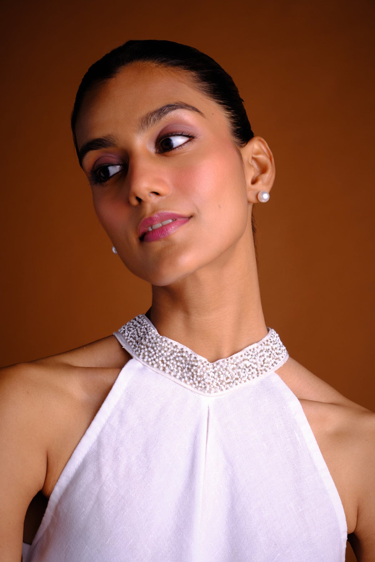 Taylor Dress - White Linen Embroidered Short Dress