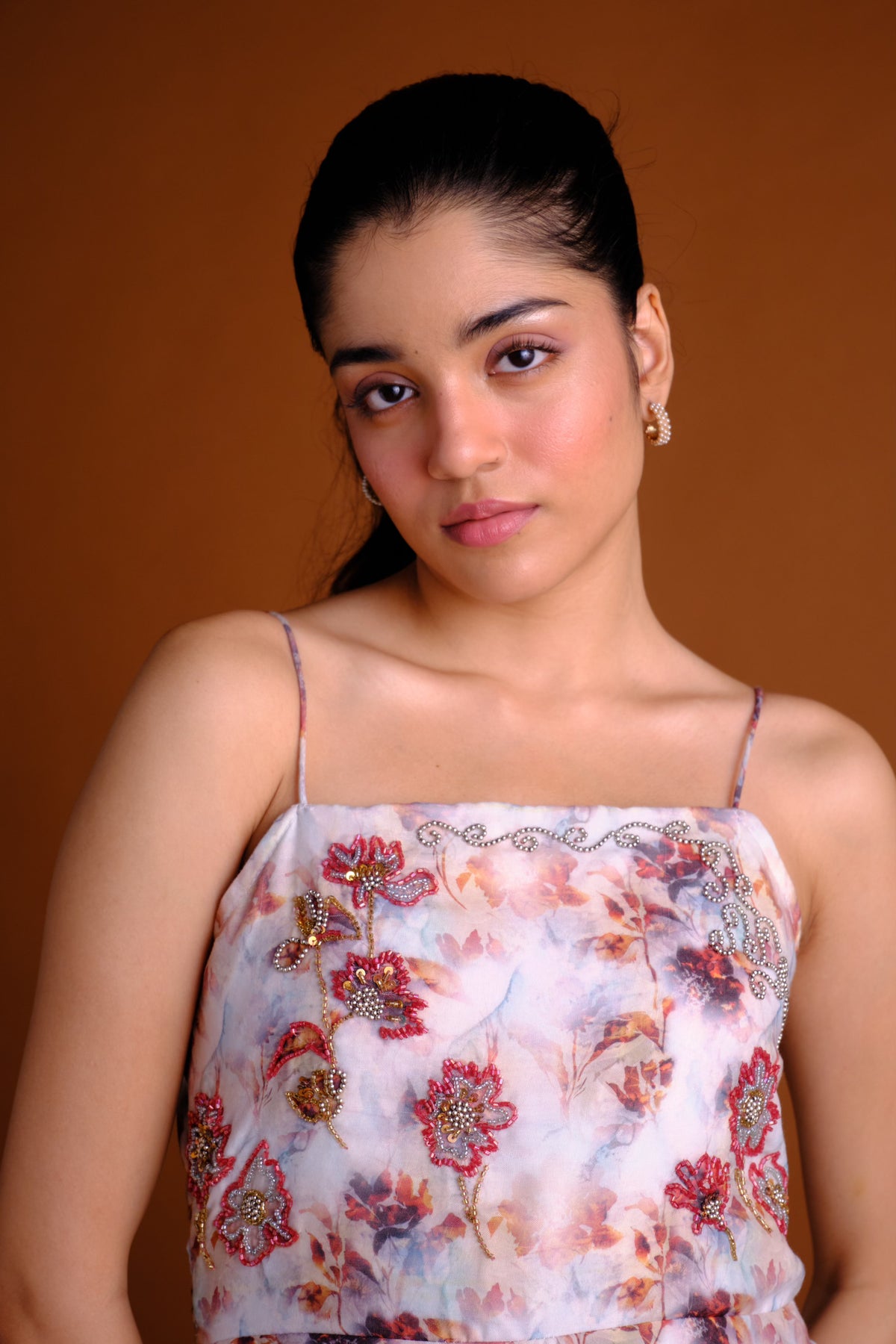 Hazel Dress - Floral Printed Embroidered Midi Dress