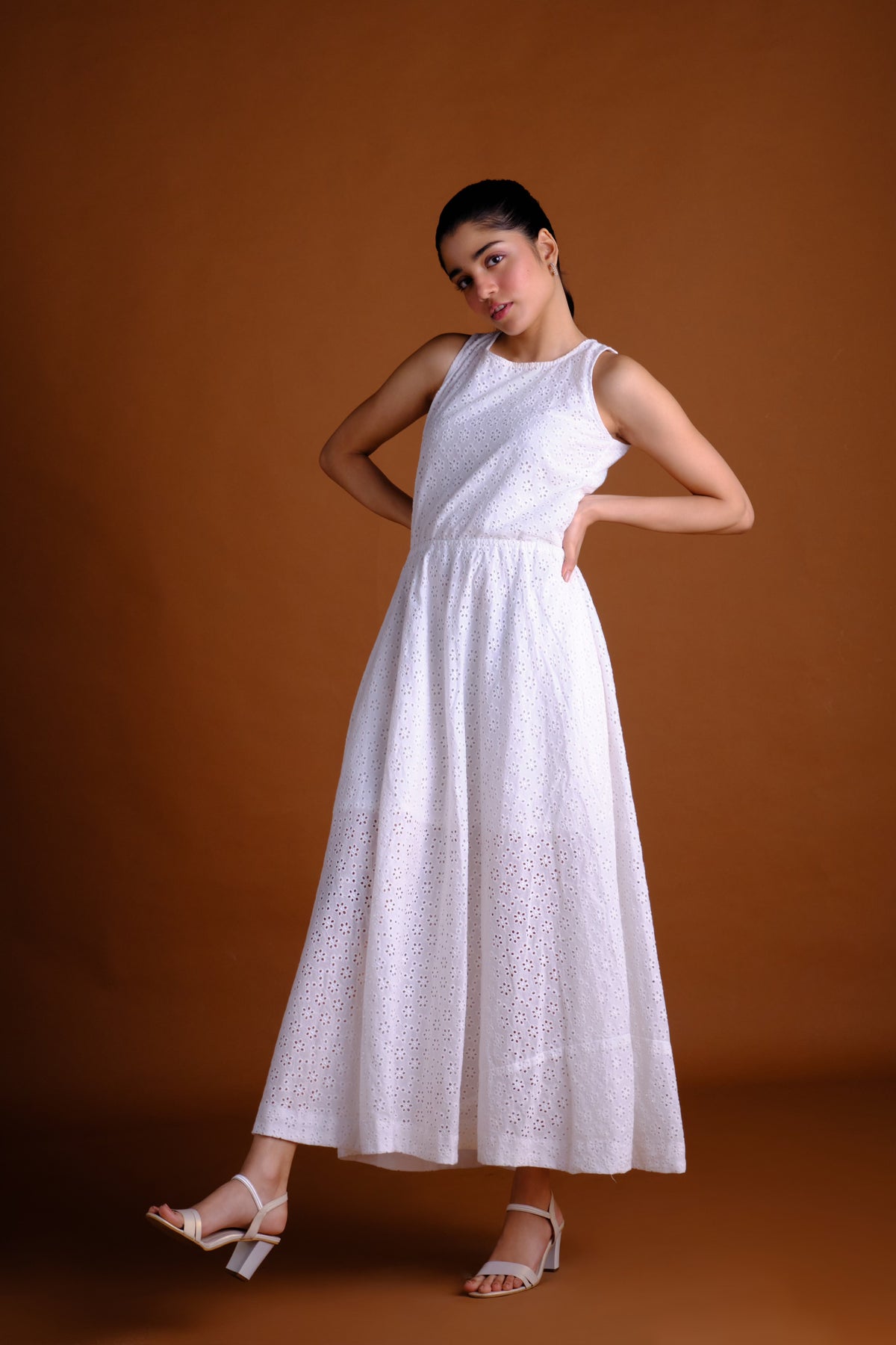 Chloe Dress - White Long Dress with Cut-Out Back