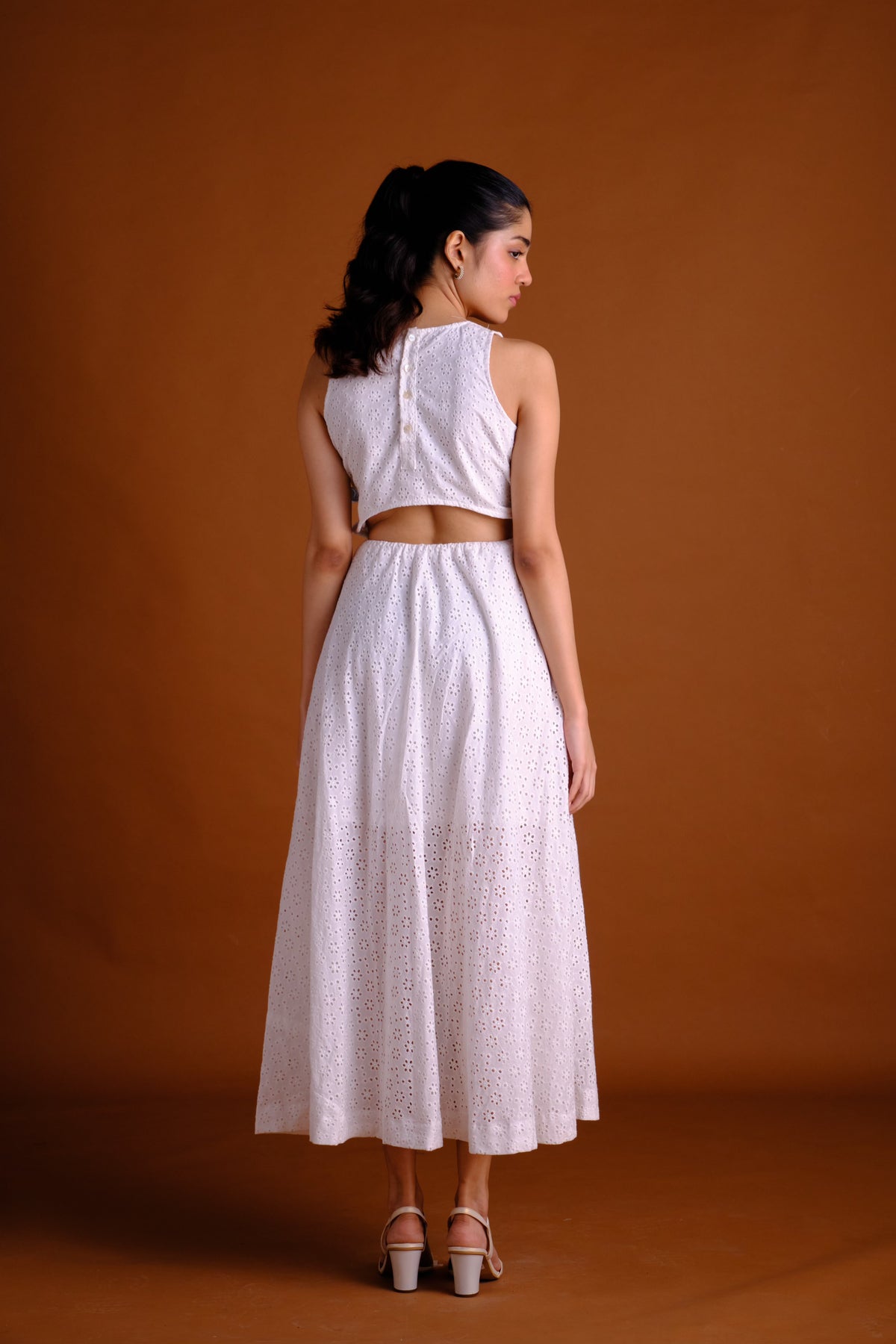 Chloe Dress - White Long Dress with Cut-Out Back