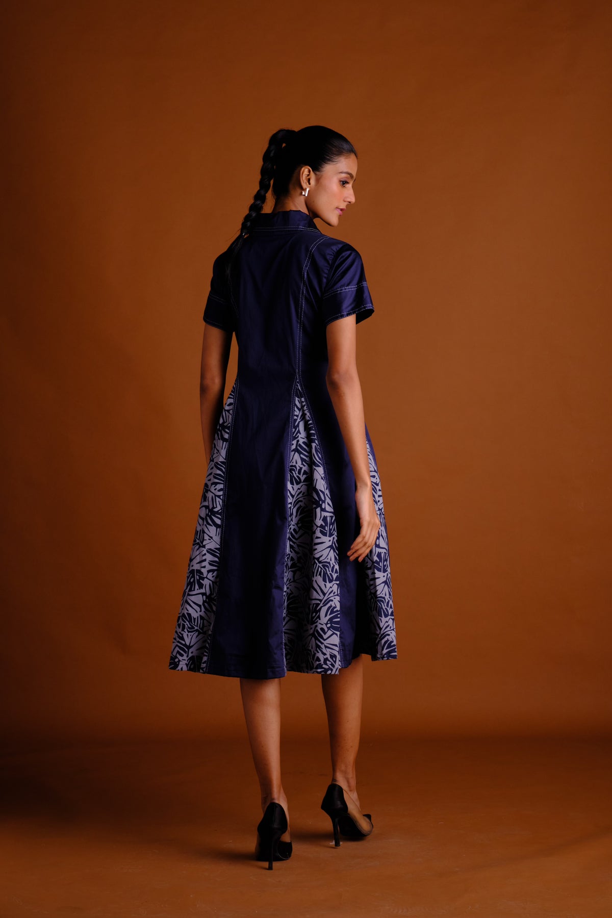 Sydney Dress - Navy Panelled Midi Dress