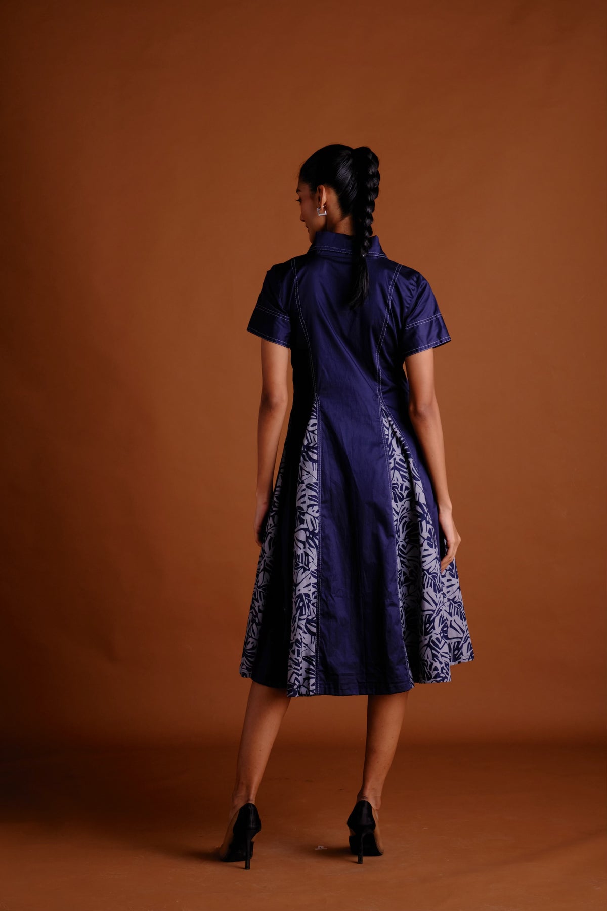 Sydney Dress - Navy Panelled Midi Dress
