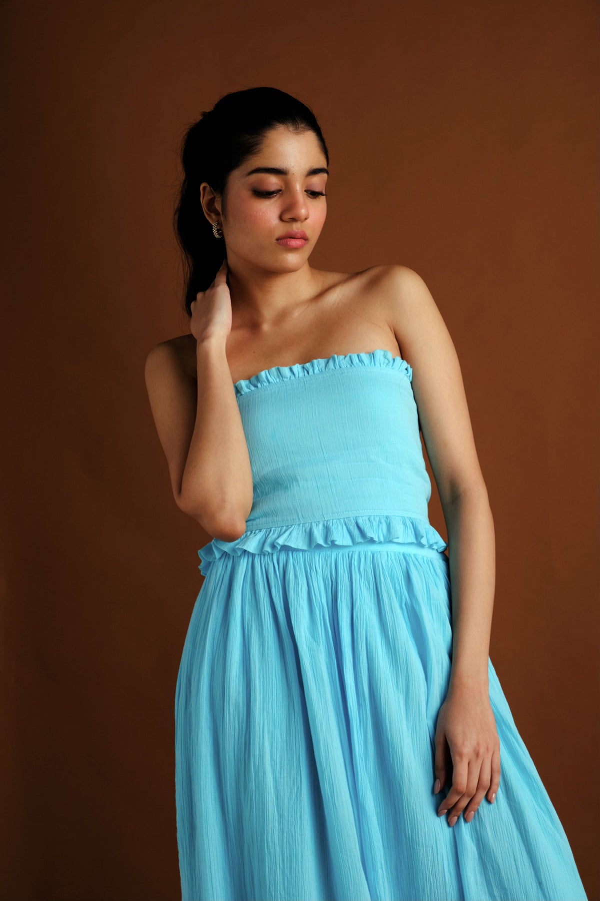 Essie Skirt Set - Aqua Blue Tube Top and Skirt Set