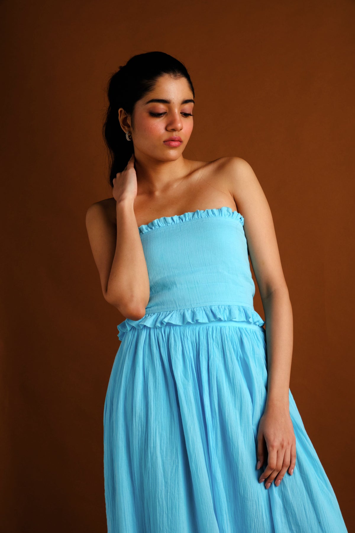 Essie Top - Aqua Blue Short Tube Top