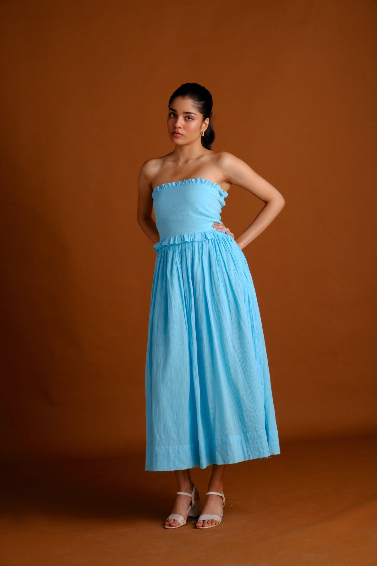 Essie Skirt - Aqua Blue Midi Flared Skirt