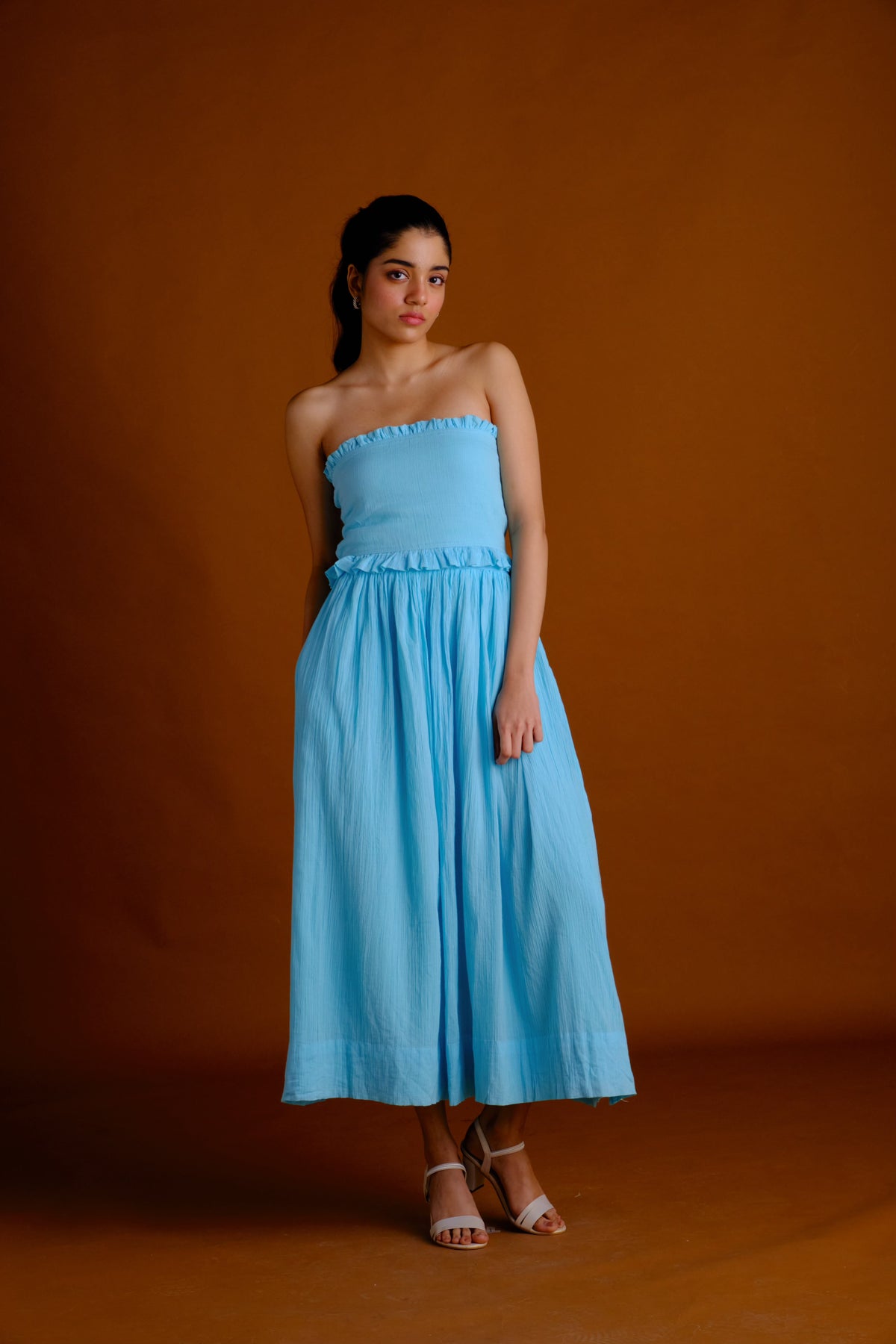 Essie Skirt - Aqua Blue Midi Flared Skirt