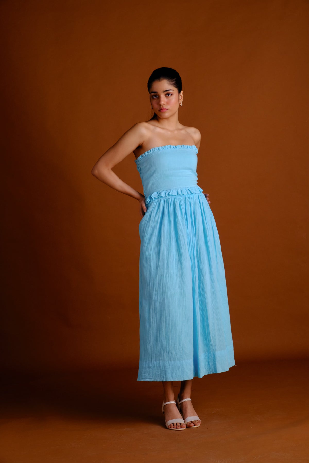 Essie Skirt - Aqua Blue Midi Flared Skirt