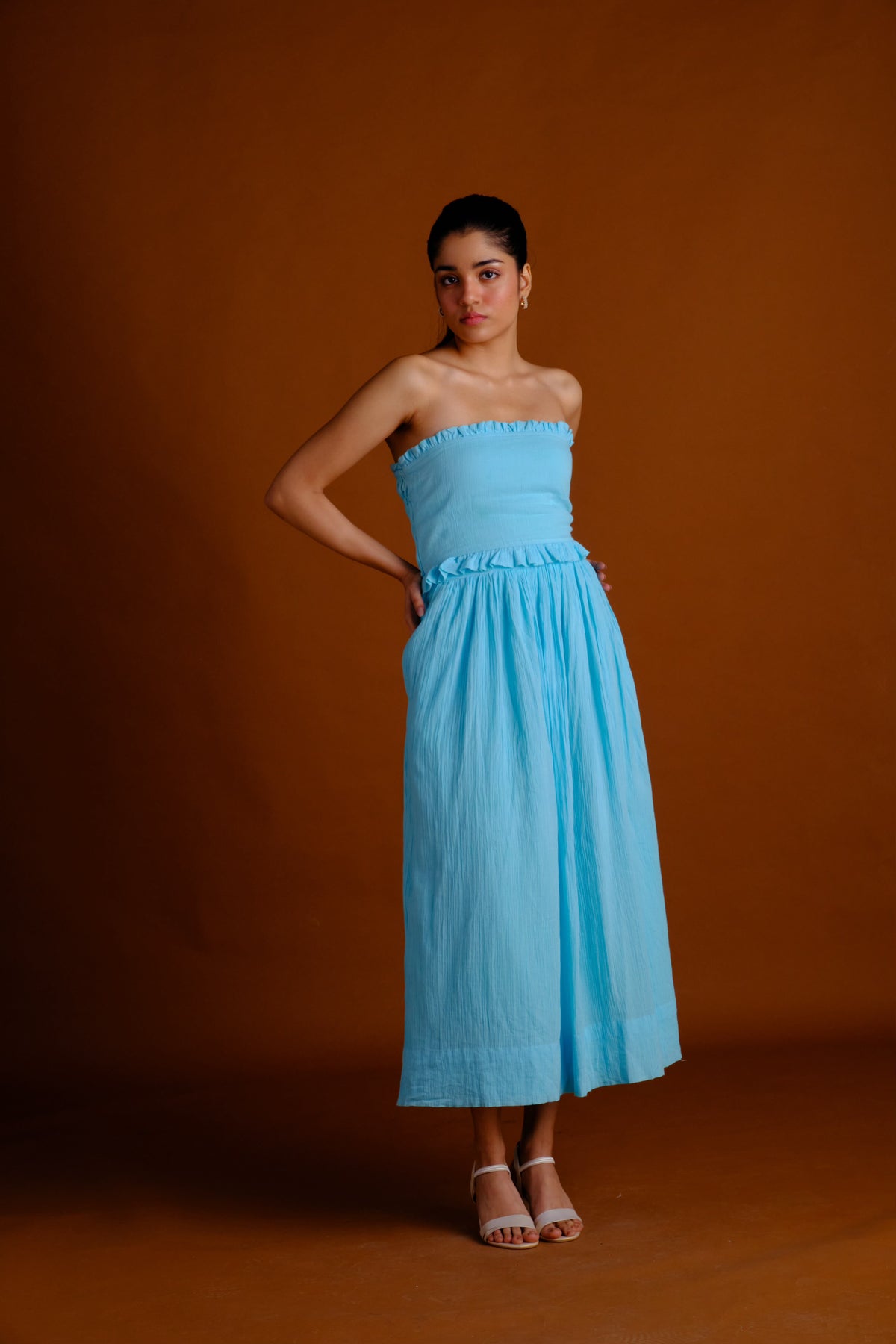 Essie Skirt Set - Aqua Blue Tube Top and Skirt Set