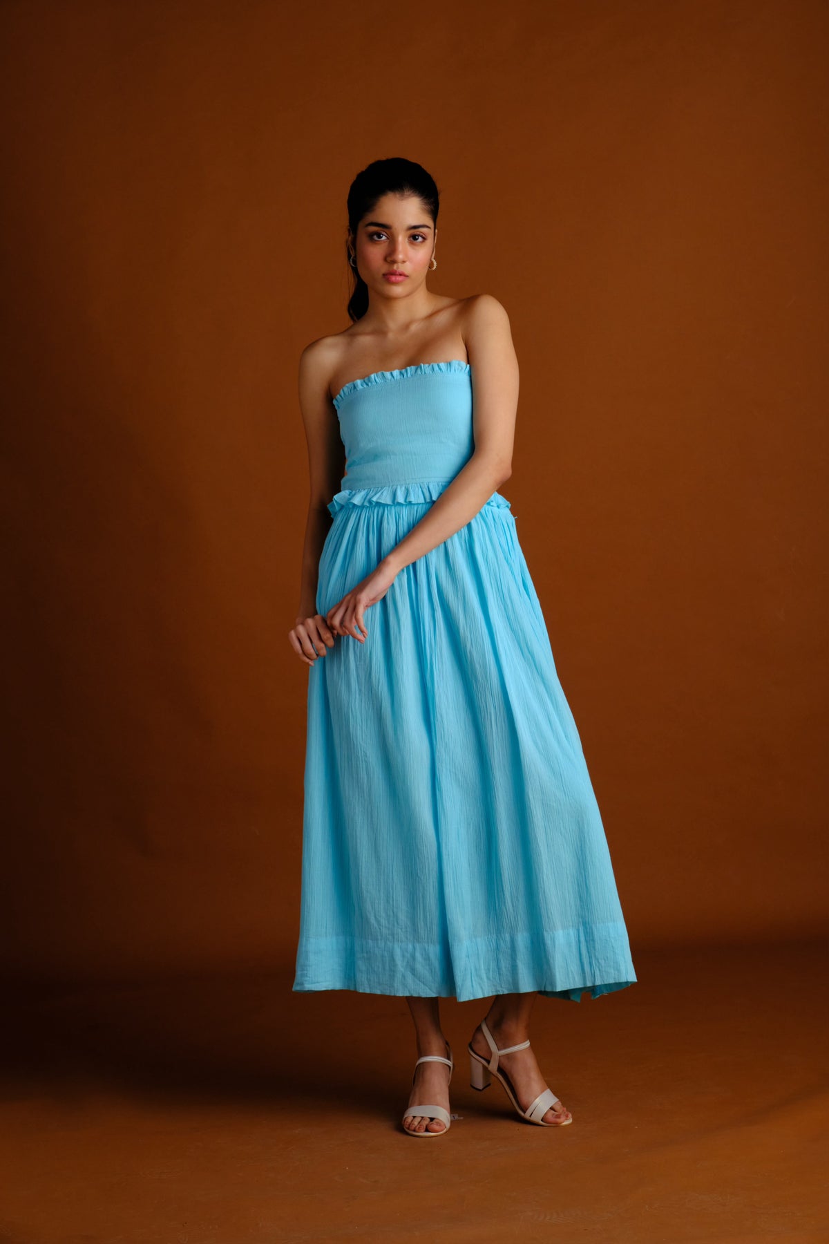 Essie Skirt Set - Aqua Blue Tube Top and Skirt Set