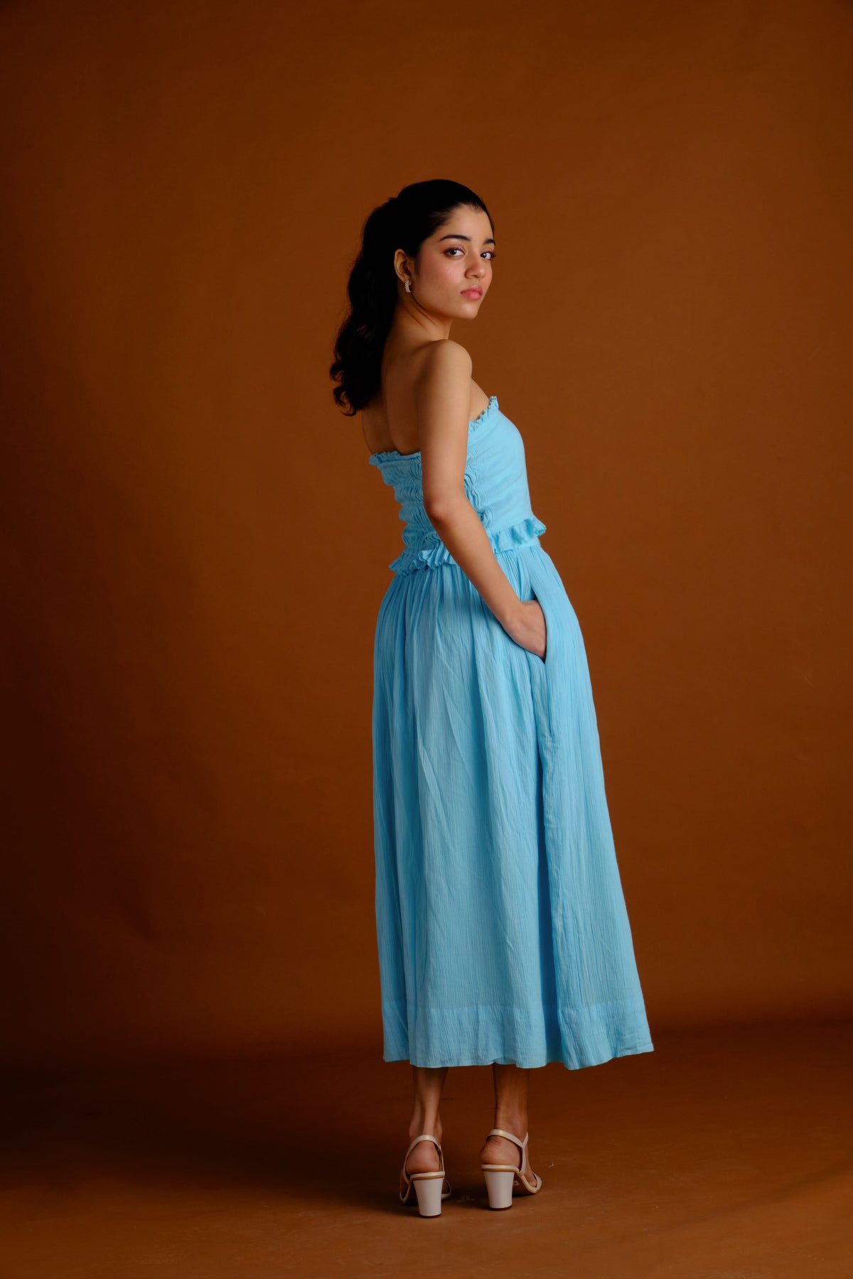 Essie Top - Aqua Blue Short Tube Top