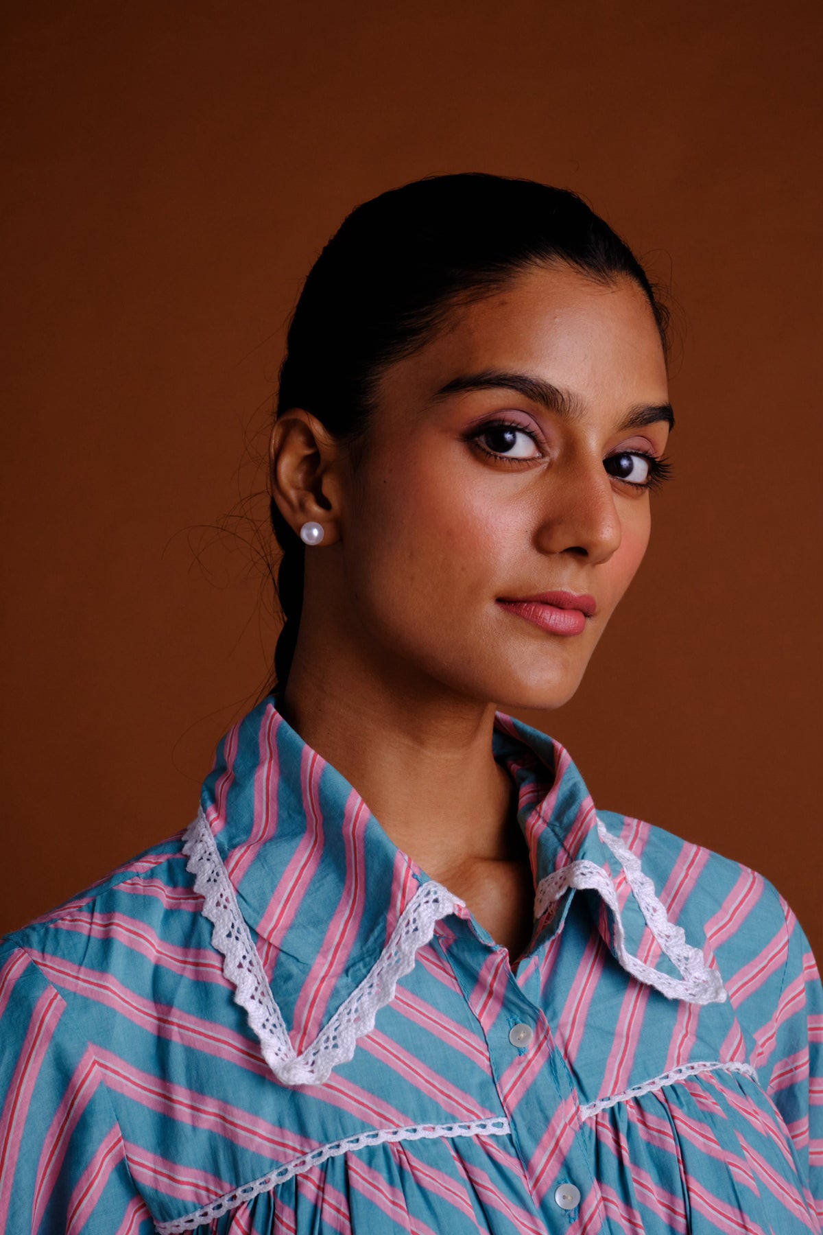 Zoe Dress - Candy Striped Short Flared Tiered Shirt Dress