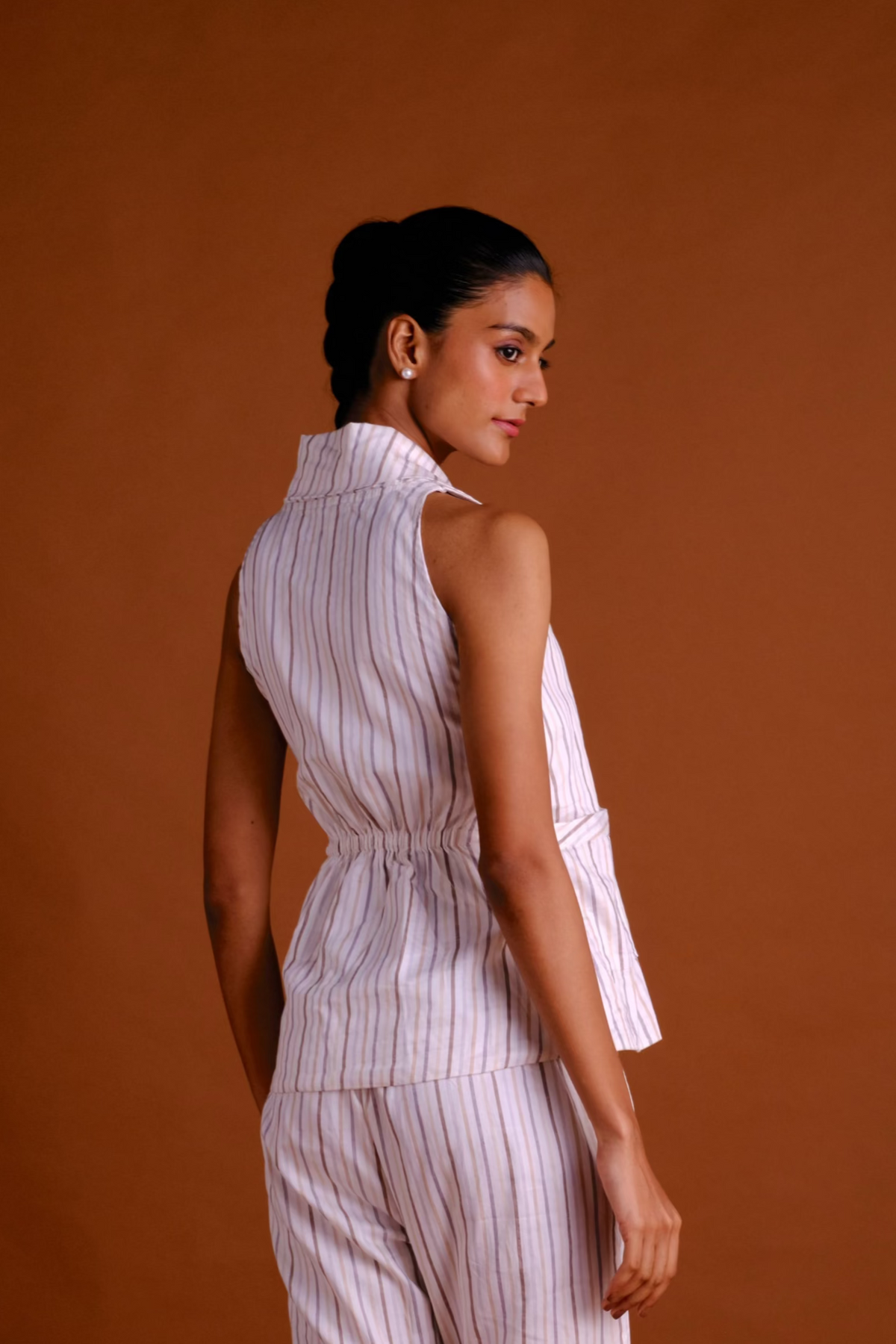 Stella Vest - Striped Mid Length Vest