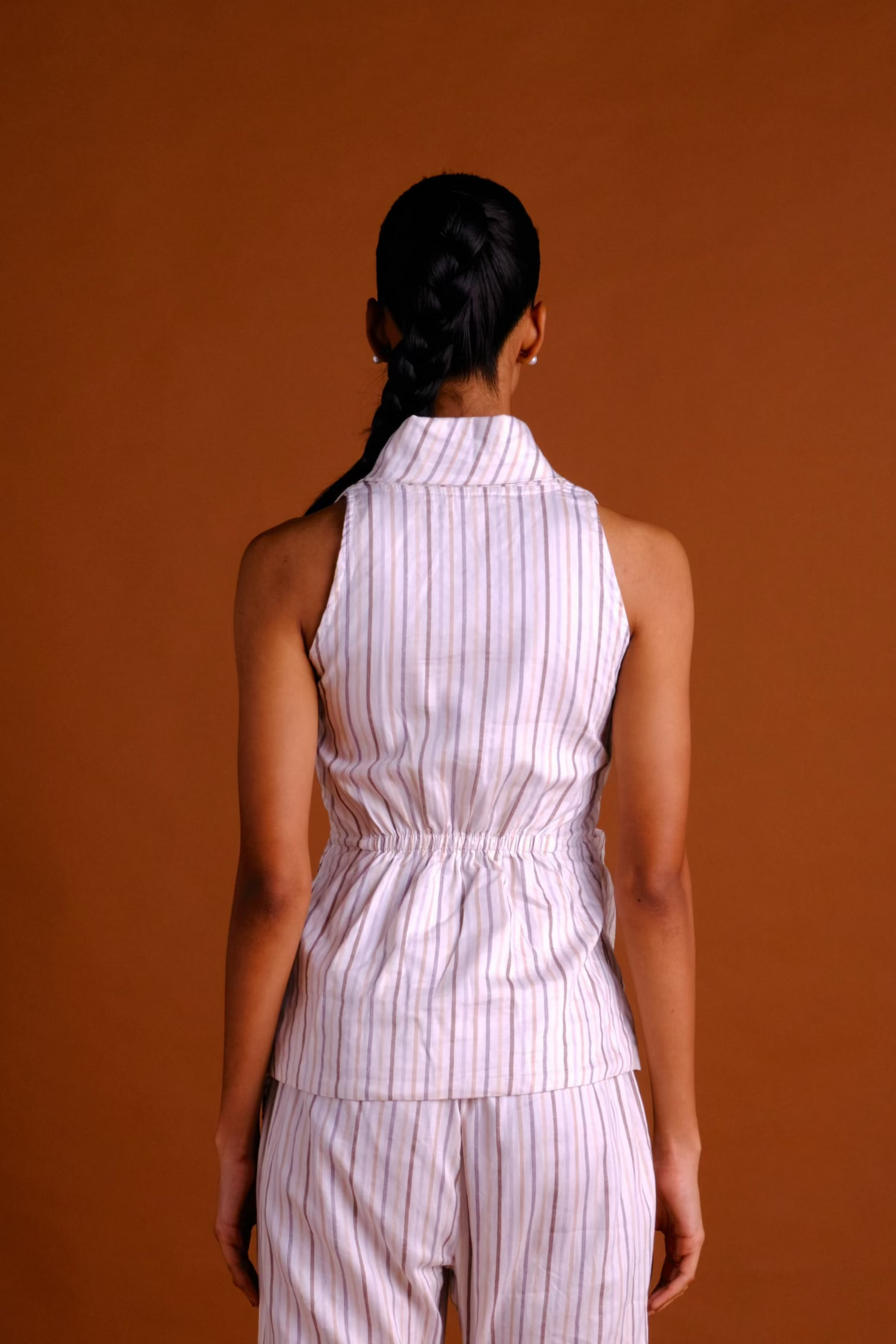 Stella Vest - Striped Mid Length Vest