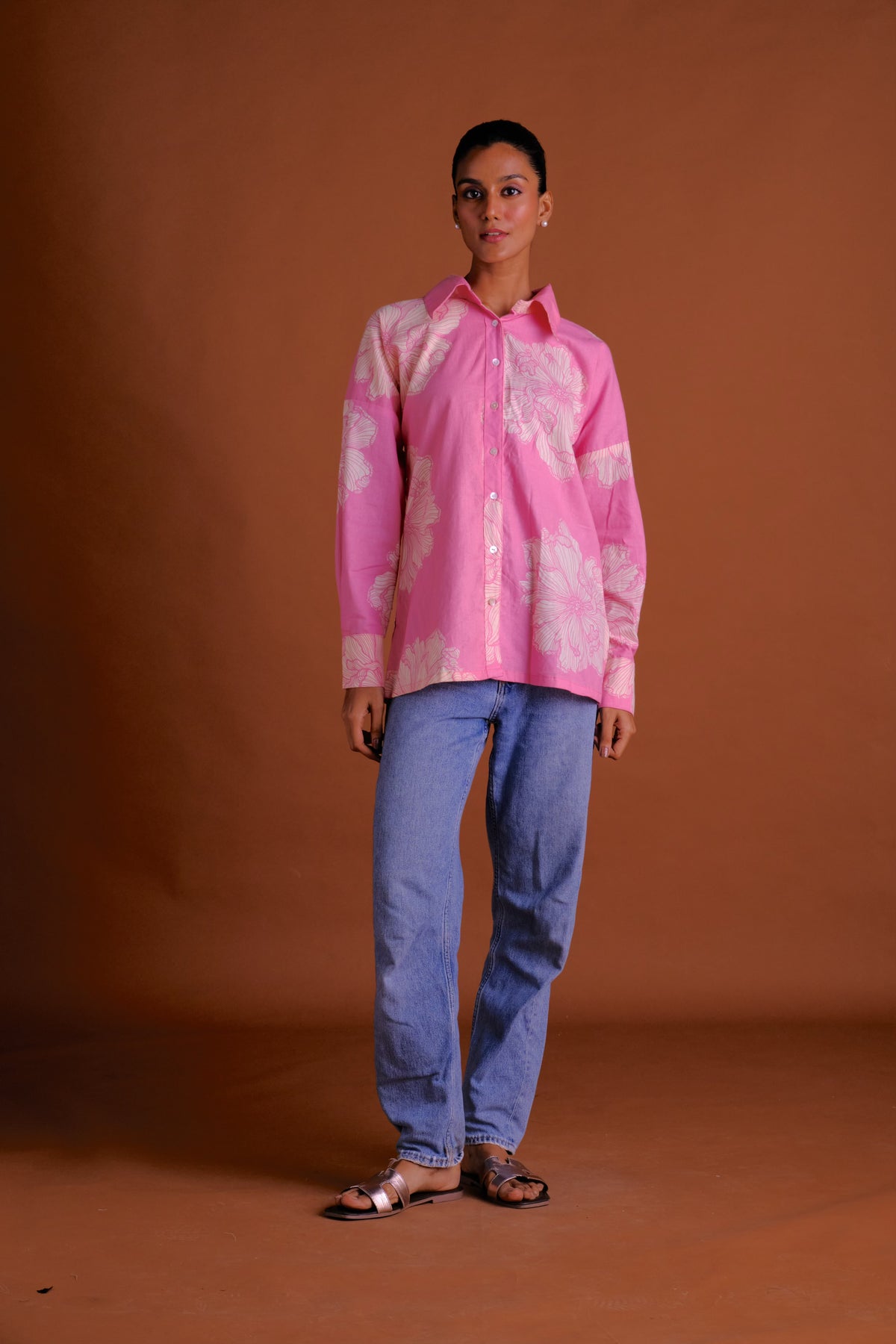 Rosie Shirt - Pink Floral Drawstring Shirt