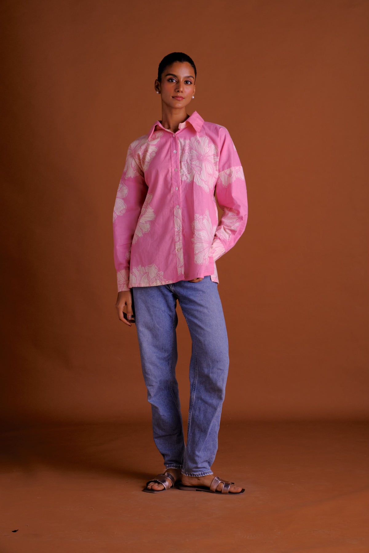 Rosie Shirt - Pink Floral Drawstring Shirt