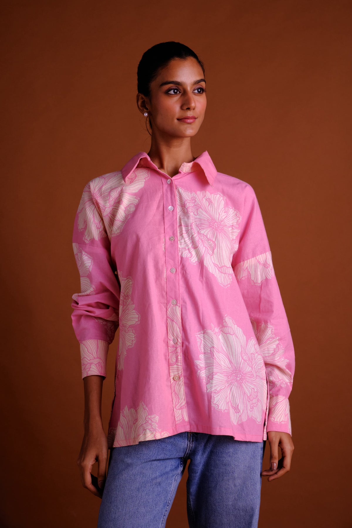 Rosie Shirt - Pink Floral Drawstring Shirt