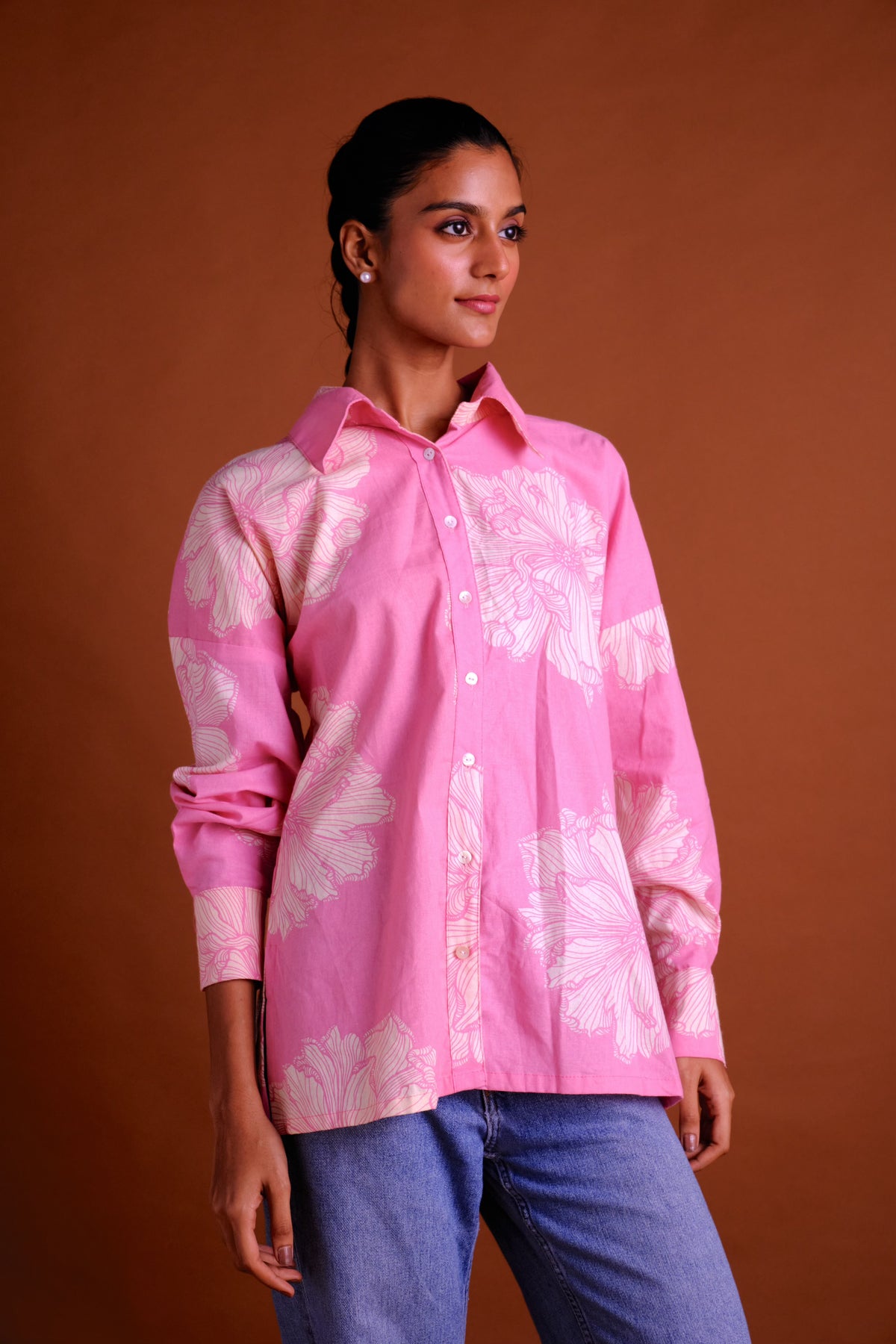 Rosie Shirt - Pink Floral Drawstring Shirt