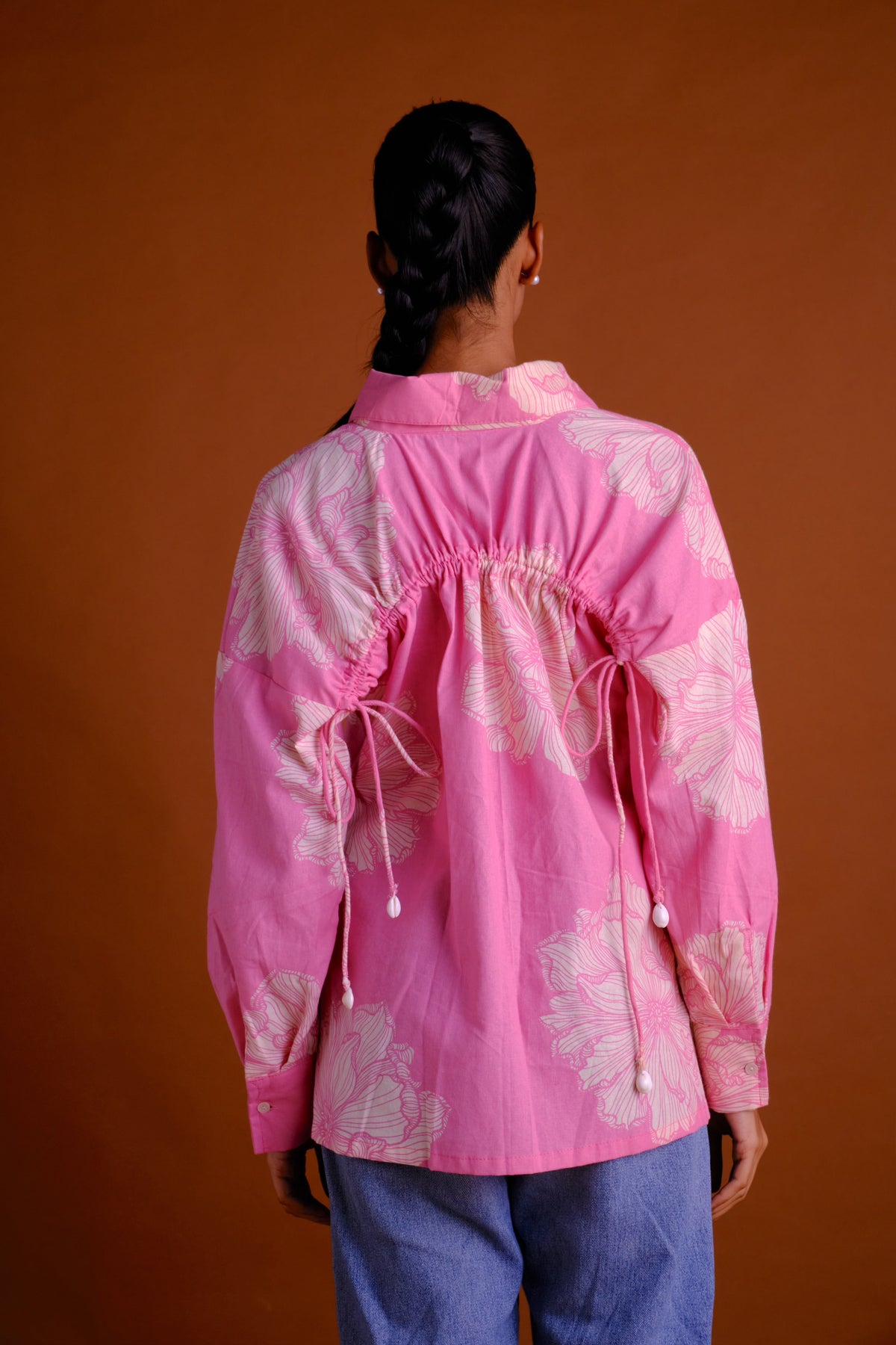 Rosie Shirt - Pink Floral Drawstring Shirt