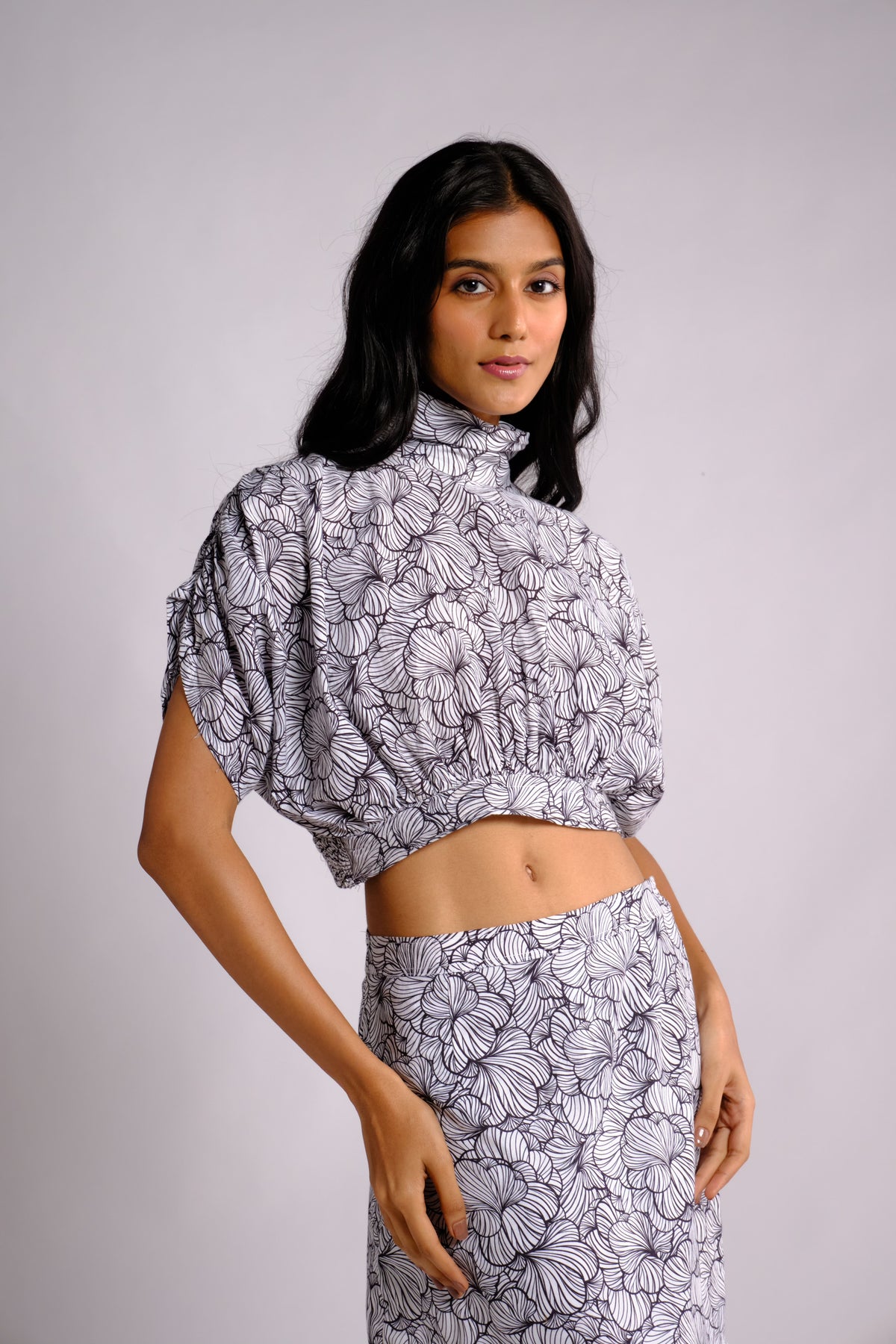 Amy Skirt Set - Printed Crop Top and Straight Skirt Set