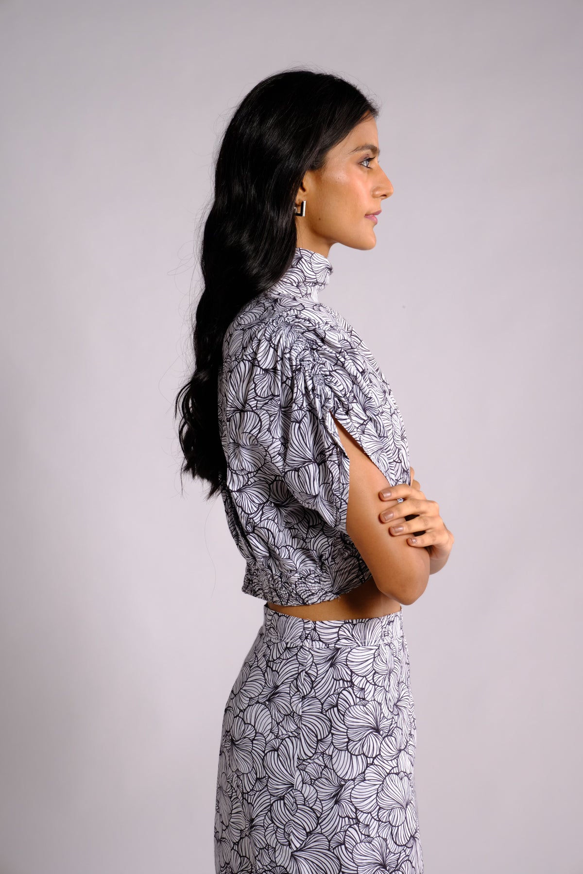 Amy Skirt Set - Printed Crop Top and Straight Skirt Set