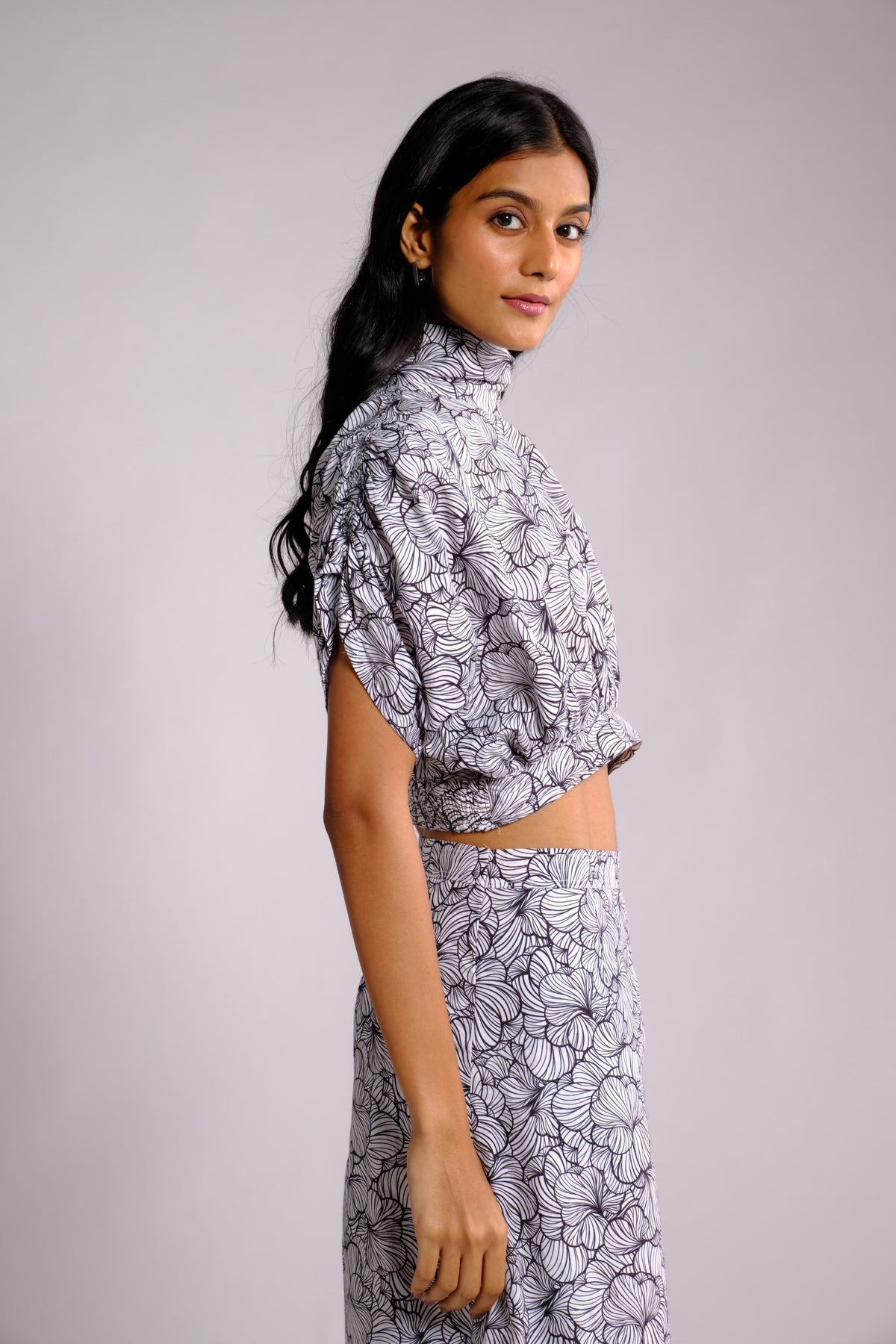 Amy Skirt Set - Printed Crop Top and Straight Skirt Set