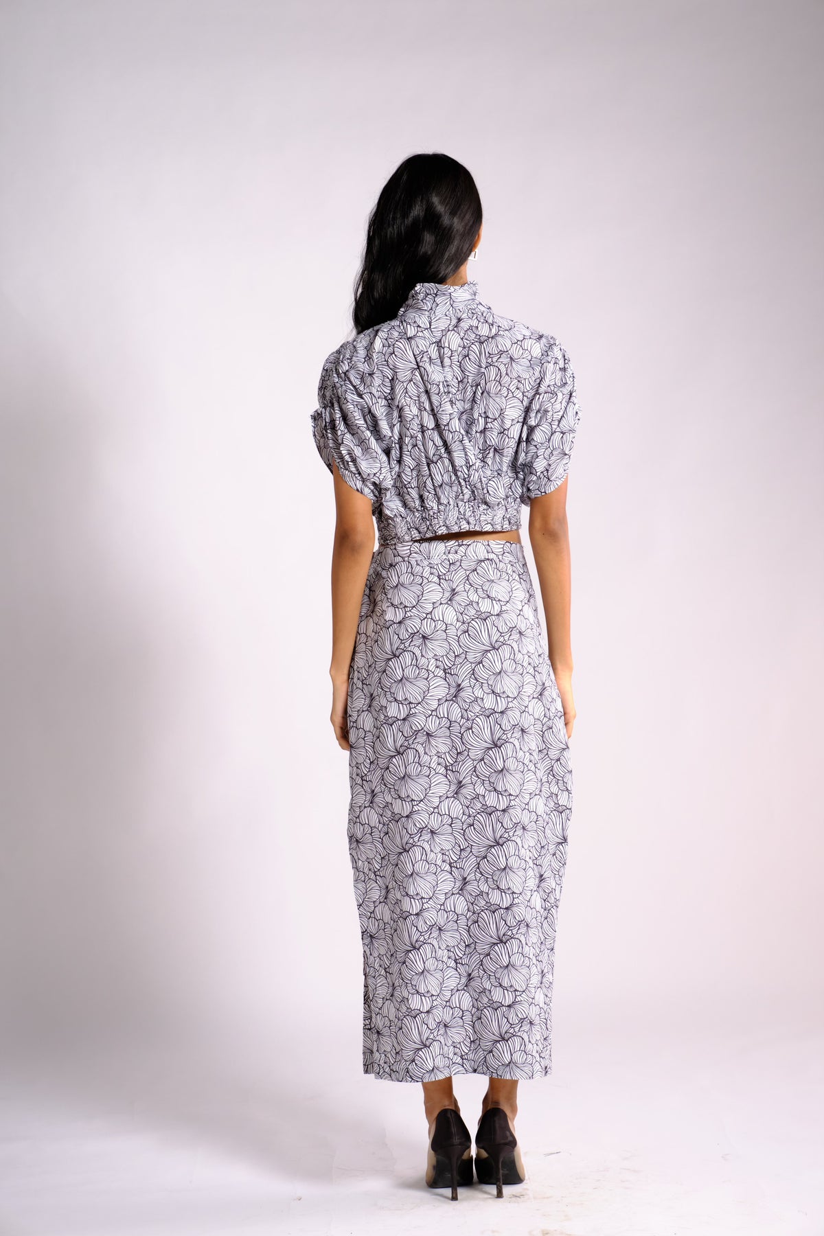 Amy Skirt Set - Printed Crop Top and Straight Skirt Set