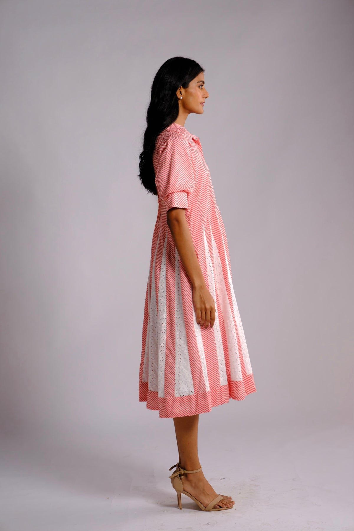 Cara Dress - Striped Panelled Dress Shirt Dress