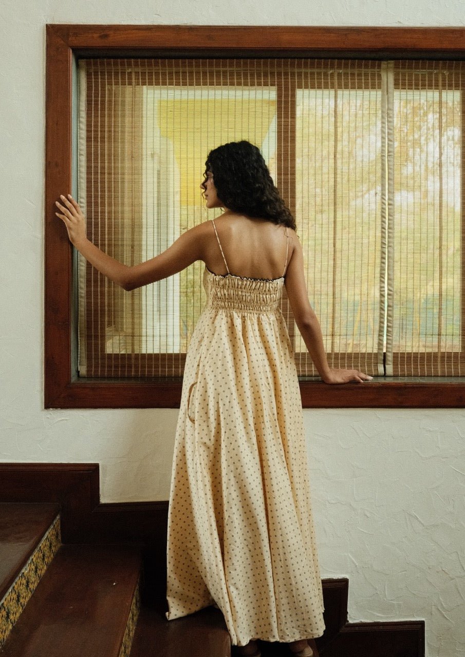 Aria Dress - Polka Printed Long Flared Dress