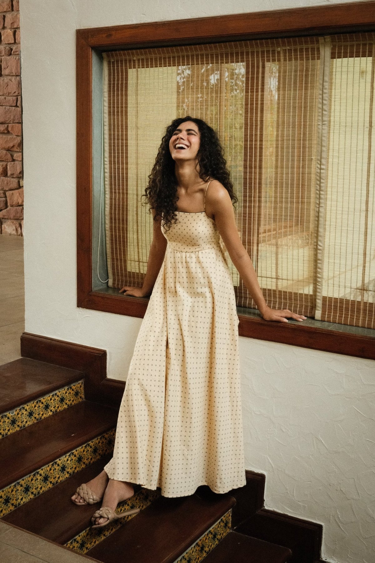 Aria Dress - Polka Printed Long Flared Dress